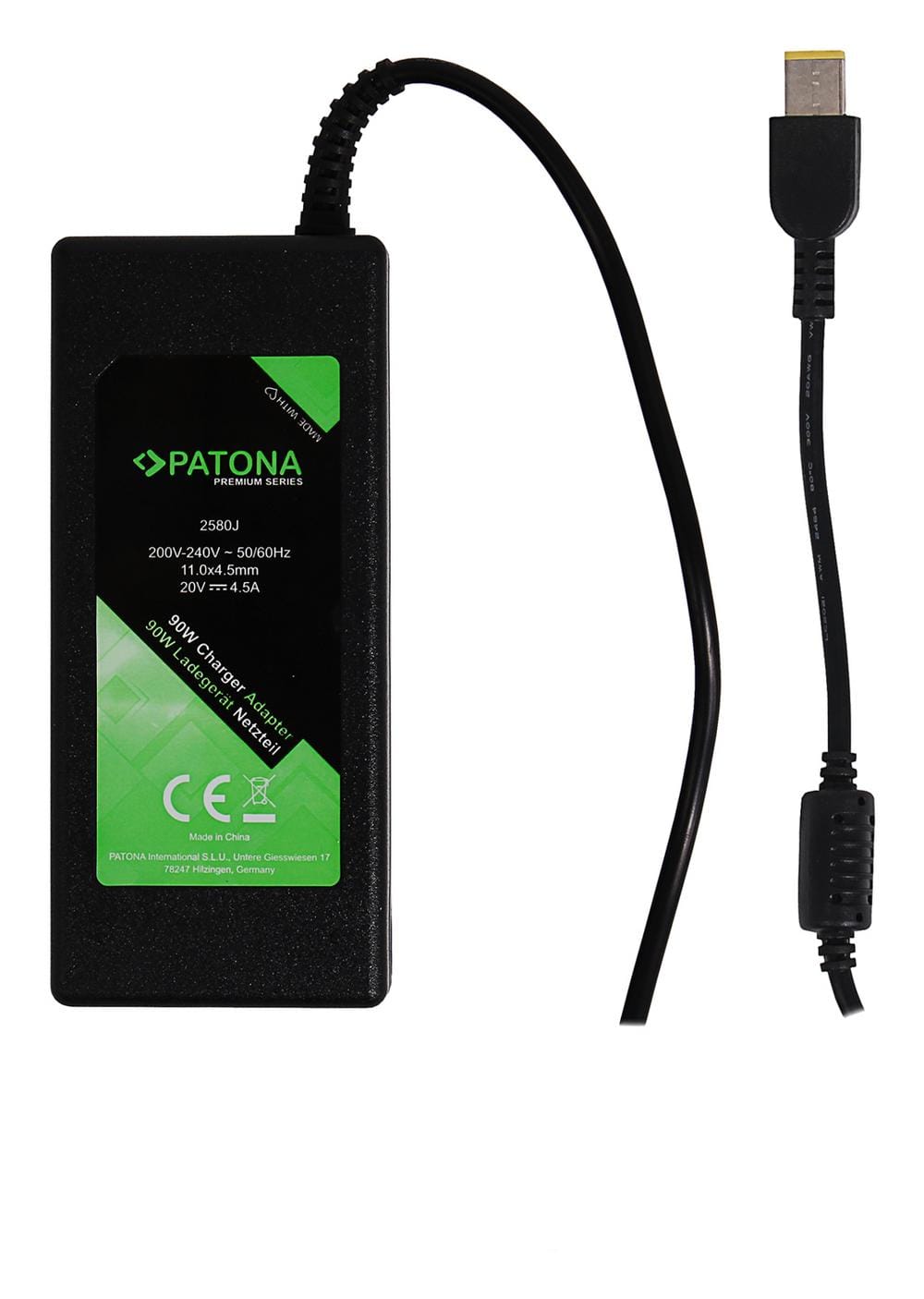 PATONA Premium Netzteil 20V 4,5A 90W Square Tip für Lenovo ThinkPad T470P T460P T440P X1 Carbon