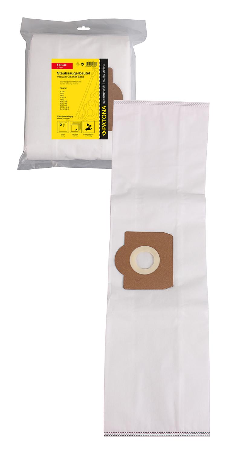 PATONA 5 Staubsaugerbeutel mehrlagig Vlies für Kärcher A 2201 2204 2504 3.300M 5.800 WD 3.200 WD 3.500 WD 3.800 6.959-130.0