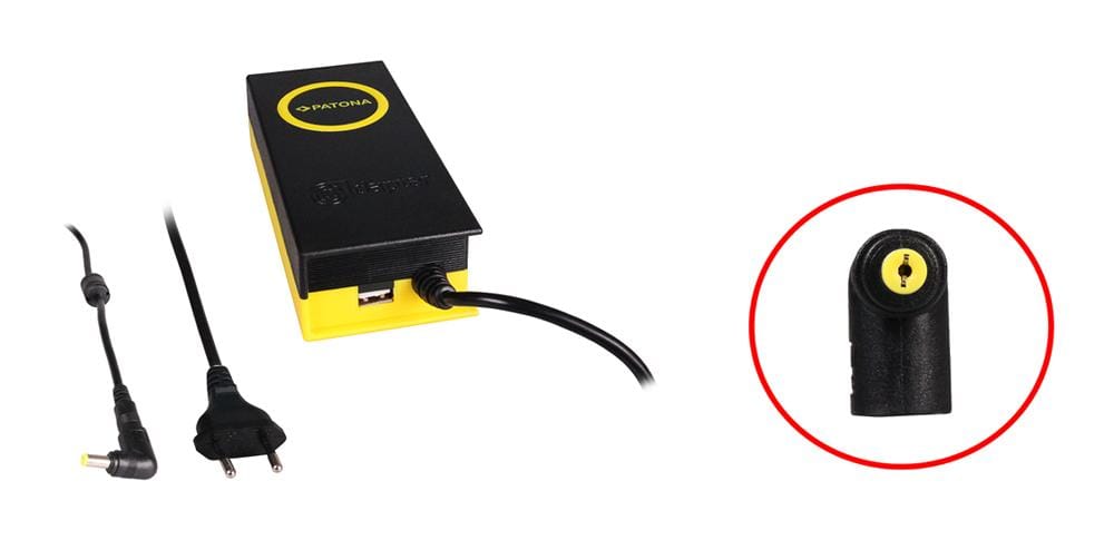 PATONA 90W Synchron‑Netzteil 5,5 x 1,7 x 12 mm 19 V inkl. USB‑Ausgang 2,1 A für Notebook, externe Festplatte, Blu‑Ray‑Player und Spielkonsolen