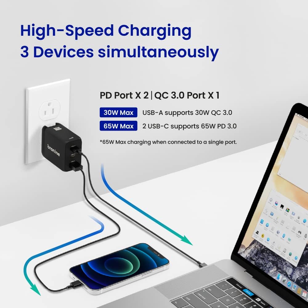 Bronine 1 Port Ladegerät USB-C 65W PD GaN für EU Bronine 1 Port Ladegerät USB-C 65W PD GaN für EU
