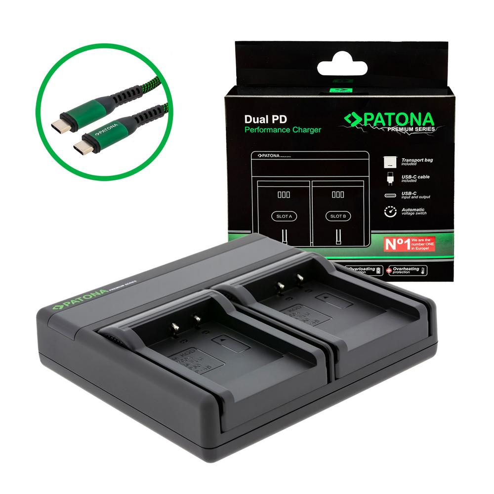 PATONA Premium Dual PD Performance Ladegerät für Fuji NP-50 inkl. USB-C input/output