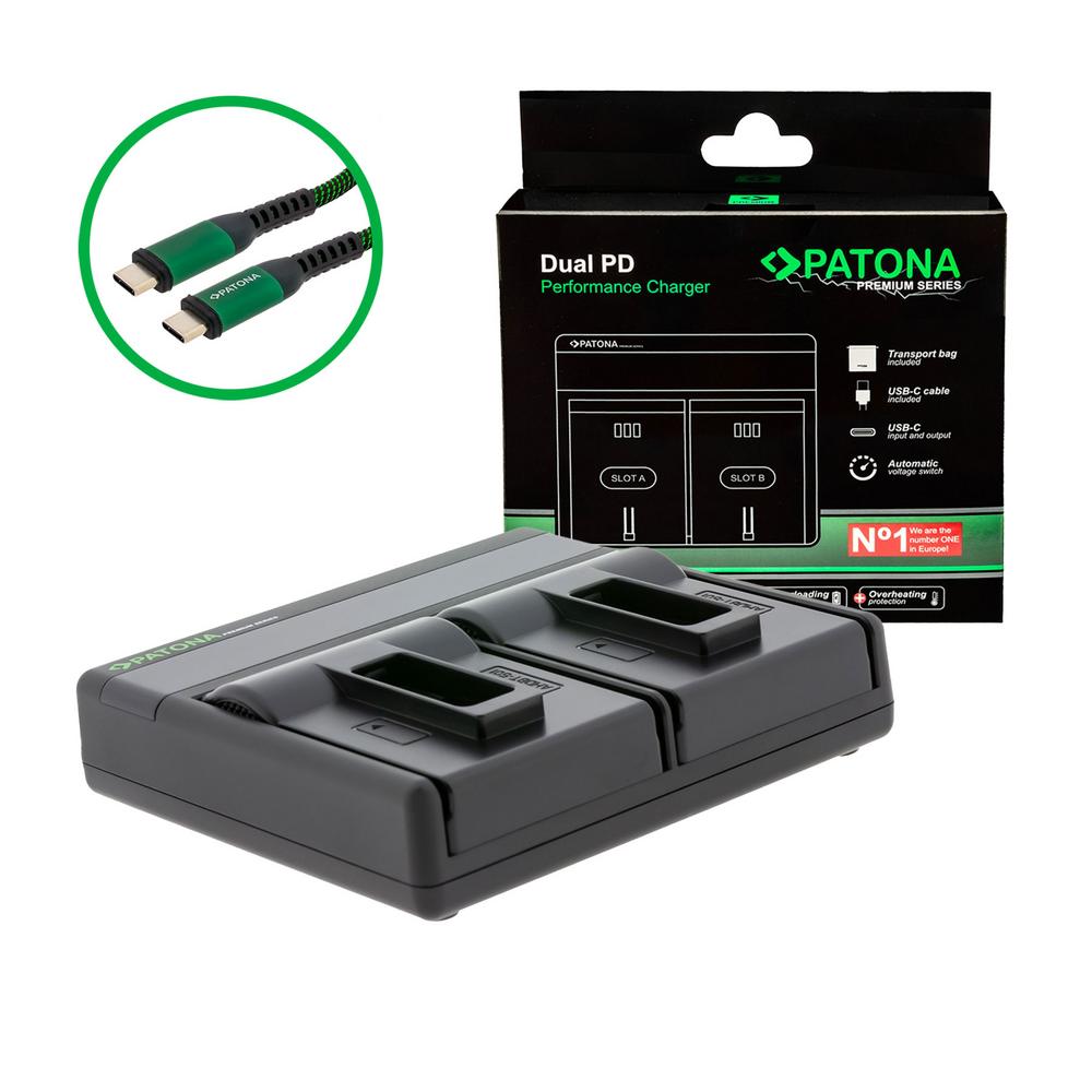 PATONA Premium Dual PD Performance Ladegerät für GoPro AABAT-001 inkl. USB-C input/output