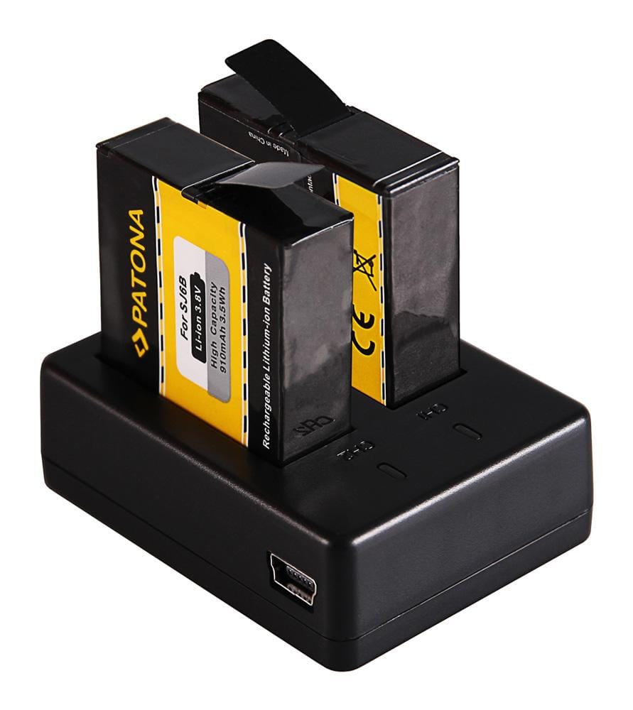 PATONA Dual Schnell-Ladegerät für SJCAM SJ6 Legend Black SJ6000 inkl. Micro-USB Kabel