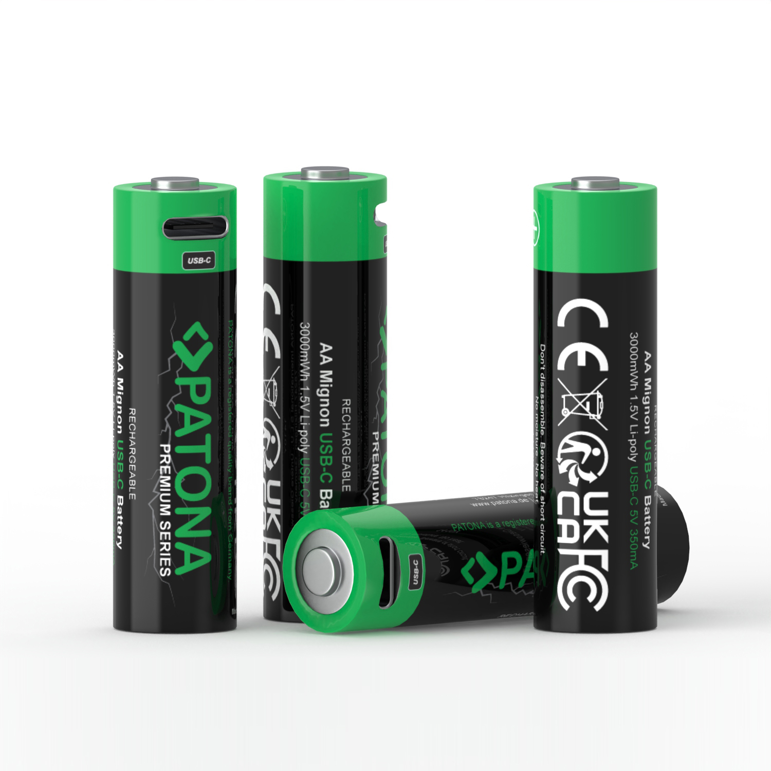 PATONA Premium USB-C 4x AA Mignon Akkus Lithium 3000mWh 1.5V aufladbar mit 1 zu 2 USB-C Ladekabel PATONA Premium USB-C 4x AA Mignon Akkus Lithium 3000mWh 1.5V aufladbar mit 1 zu 2 USB-C Ladekabel