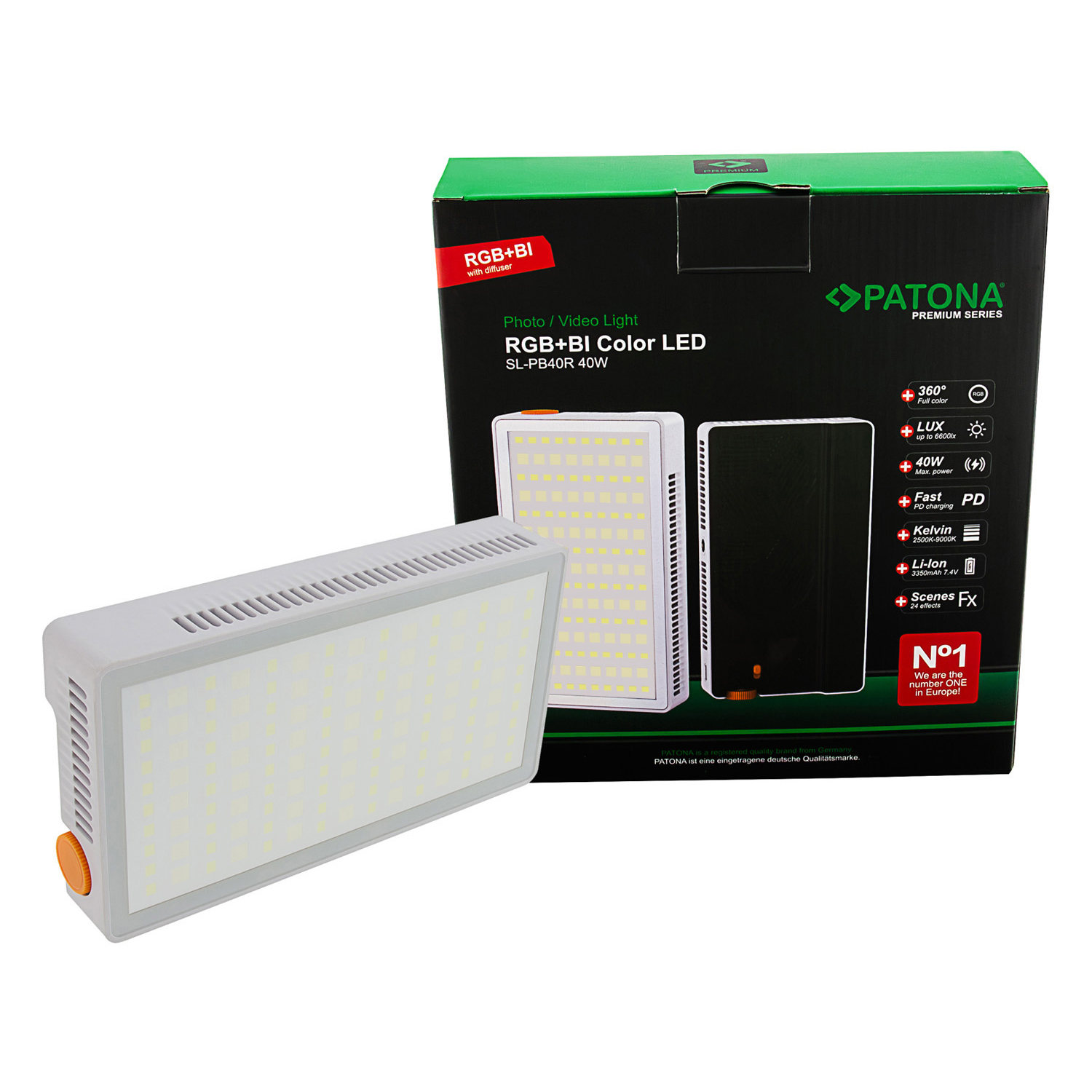 PATONA Premium LED Foto und Videolicht 40W mit 120 RGB + 128 Bi-Color LEDs 24 Effekten inkl. Tasche PATONA Premium LED Foto und Videolicht 40W mit 120 RGB + 128 Bi-Color LEDs 24 Effekten inkl. Tasche