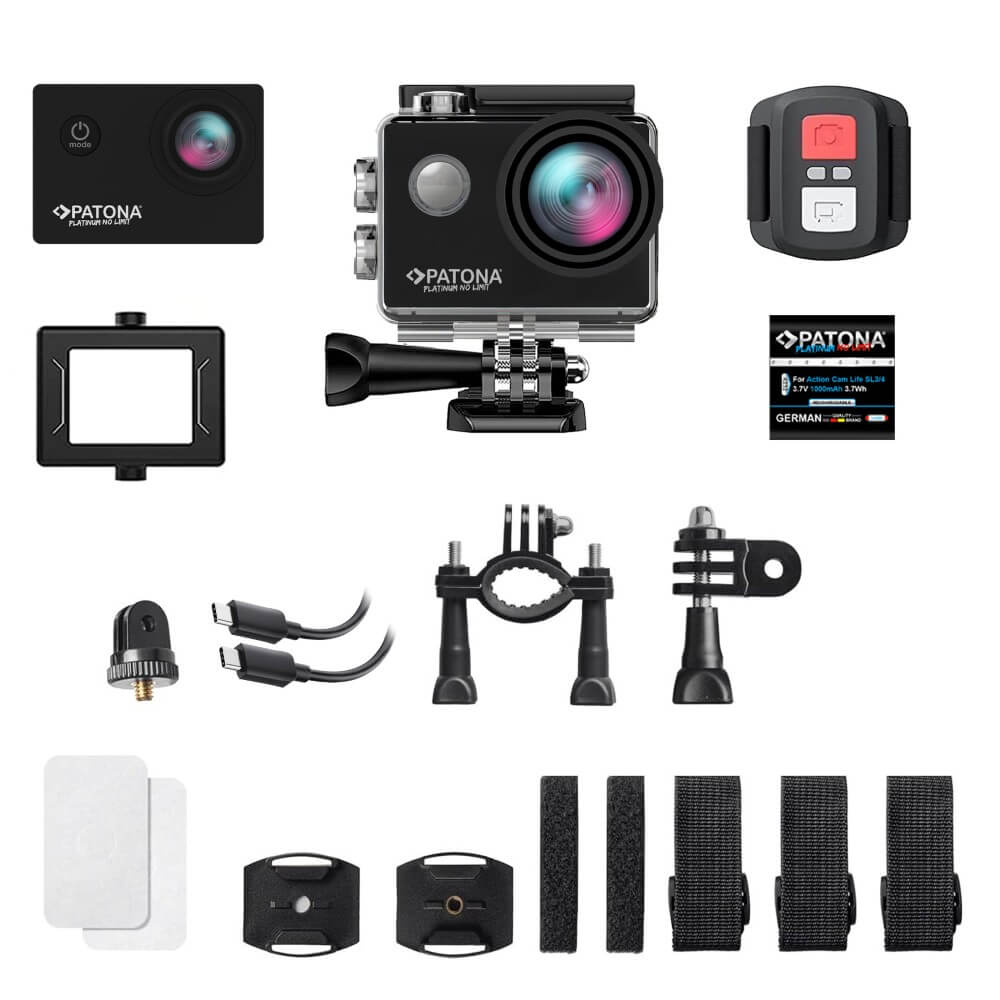 PATONA Platinum Action Cam Life SL3 4K 120fps 16mp 120° 4G+IR RC Wifi APP viel Zubehör