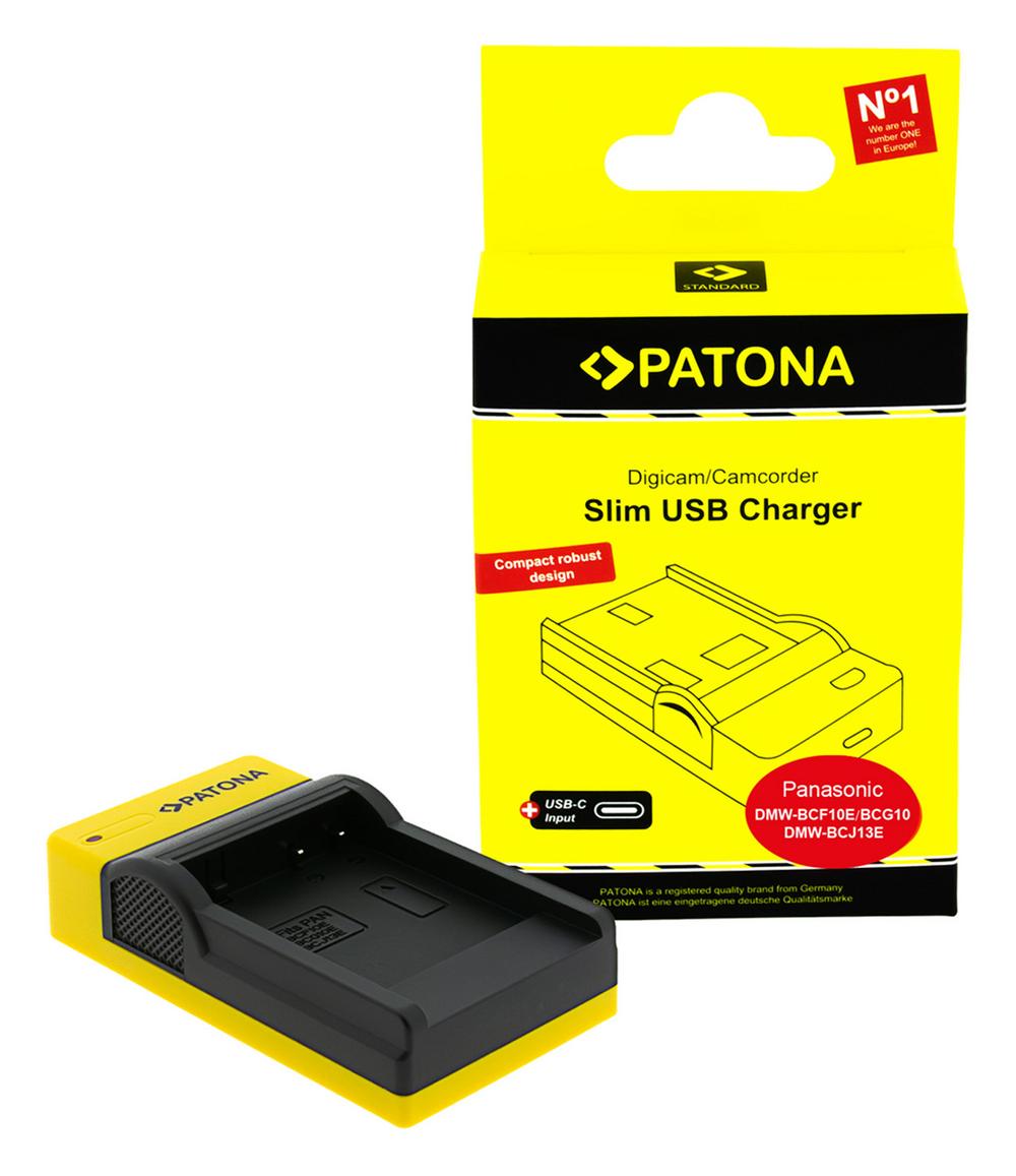 PATONA Slim USB Ladegerät mit USB‑C Input für Panasonic DMW‑BCF10E Lumix DMC‑FS7 DMCLX5 DMC‑LX5