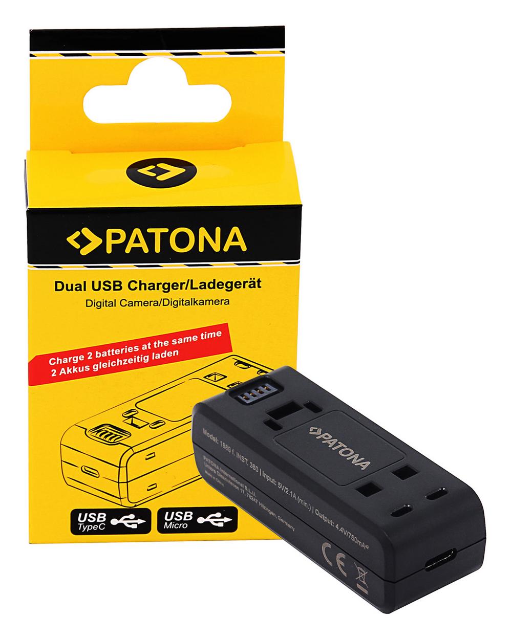 PATONA Dual USB Ladegerät für Insta360 ONE R 360 ONE RS INST100-04 PATONA Dual USB Ladegerät für Insta360 ONE R 360 ONE RS INST100-04