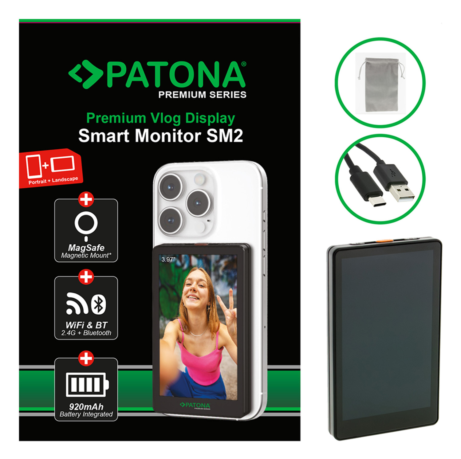 PATONA Premium Vlog Display Smart Monitor SM2 inkl. Fernbedienung