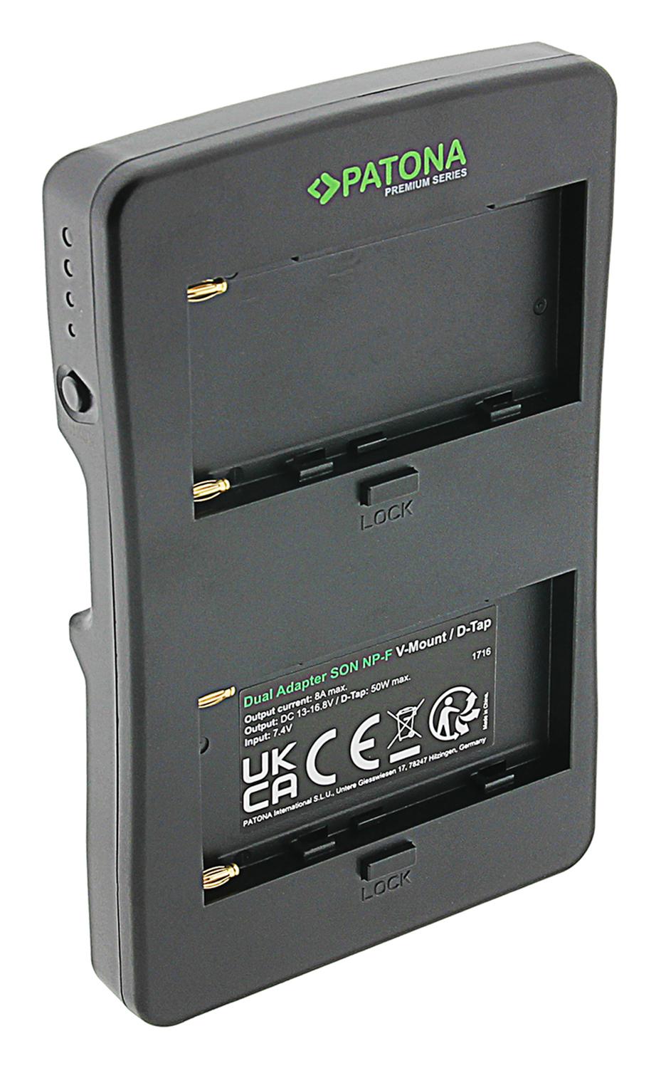 PATONA Premium V-Mount Adapter für 2x Sony NP-F Akkus auf V-Mount Anschluss