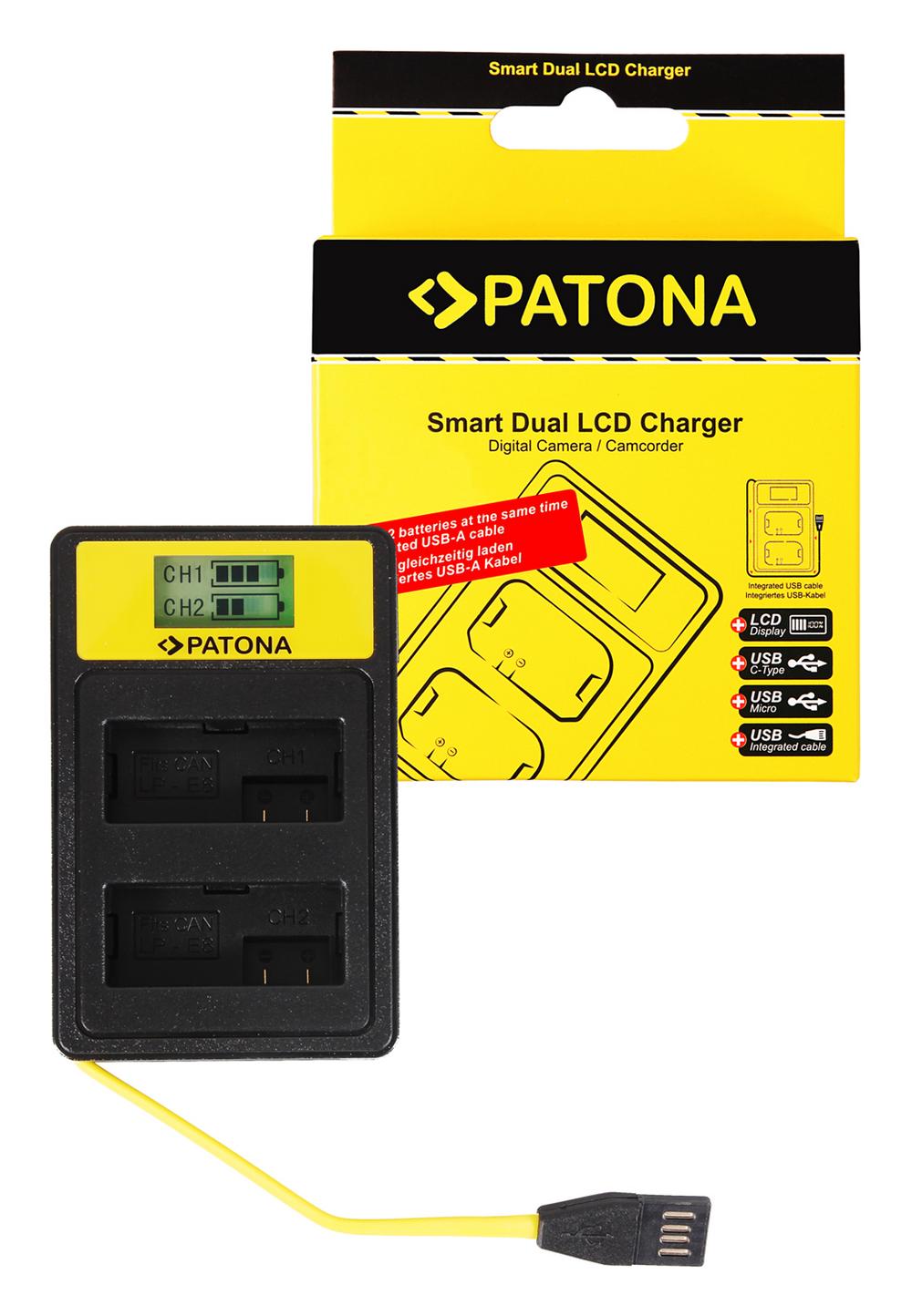 PATONA Smart Dual LCD USB Ladegerät für Canon LP-E8 550D 600D 650D 700D