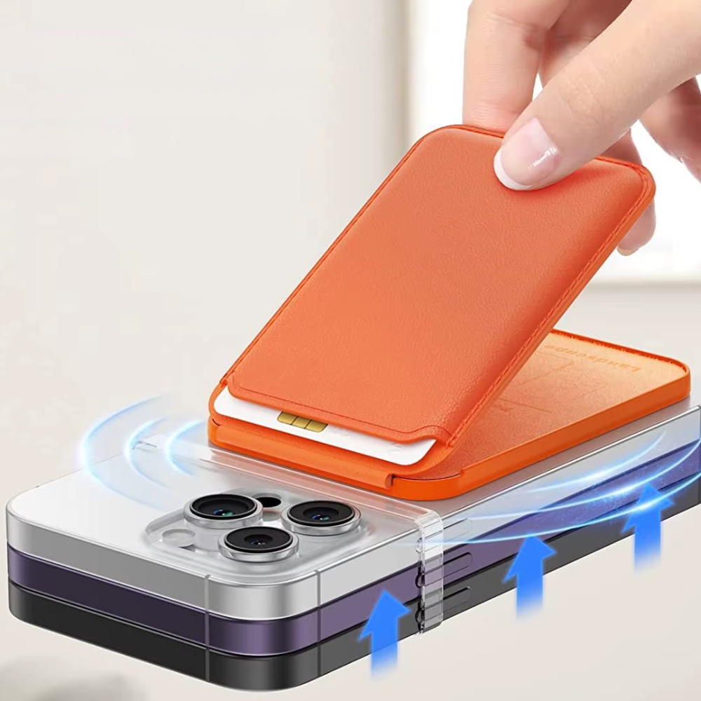 MagSafe Handy Wallet aus Veganem Leder – Magnetische Premium Brieftasche mit 1 Fach für 3 Karten MagSafe Handy Wallet aus Veganem Leder – Magnetische Premium Brieftasche mit 1 Fach für 3 Karten