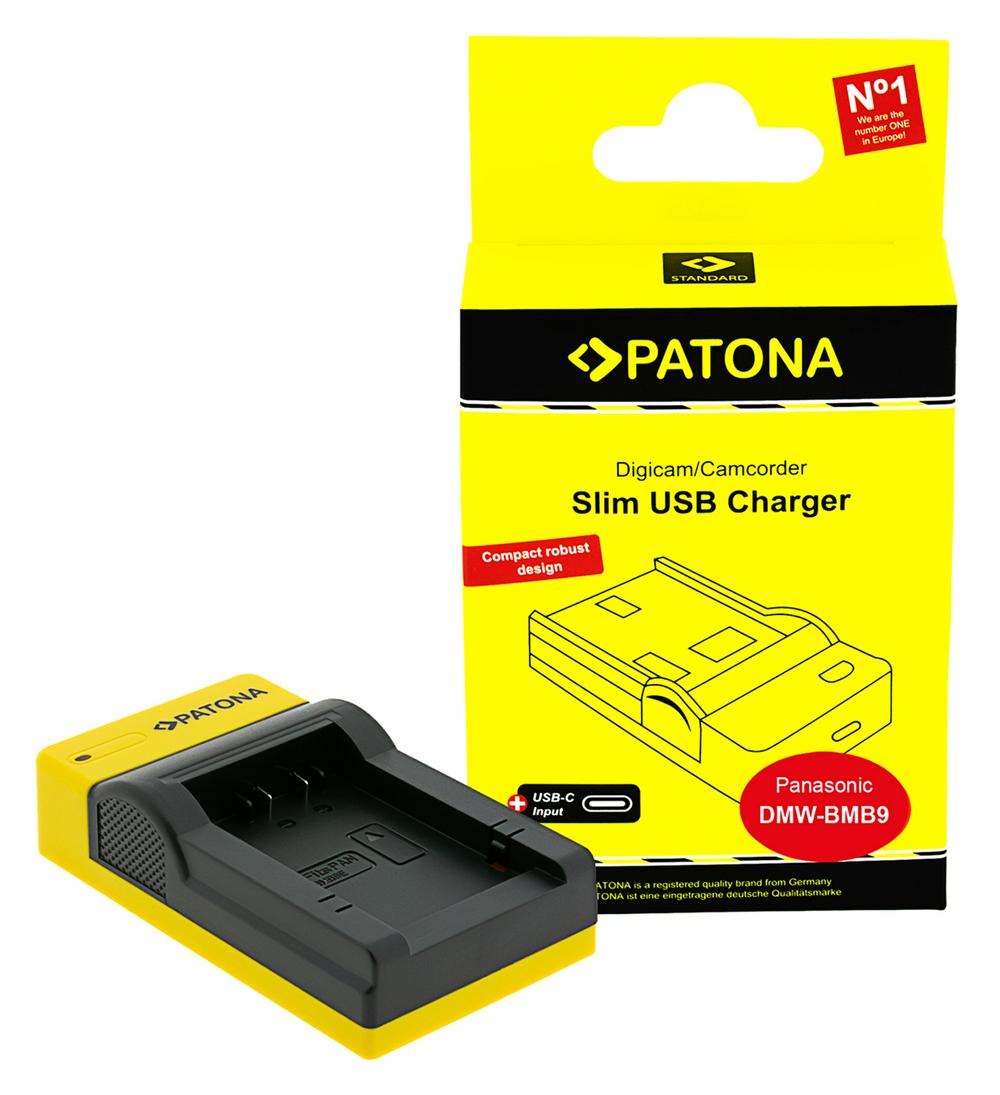 PATONA Slim USB Ladegerät mit USB‑C Input für Leica V‑Lux V‑Lux 2 VLux 2 II und Panasonic DMW‑BMB9