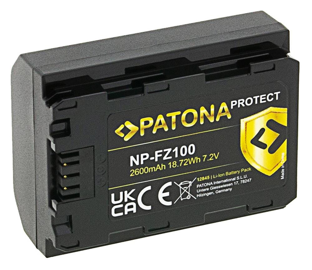 PATONA PROTECT Akku für Sony NP-FZ100 A7 III A7M3 Alpha 7 III A7 R III A7RM3 Alpha 7 R III A9 Alpha 9