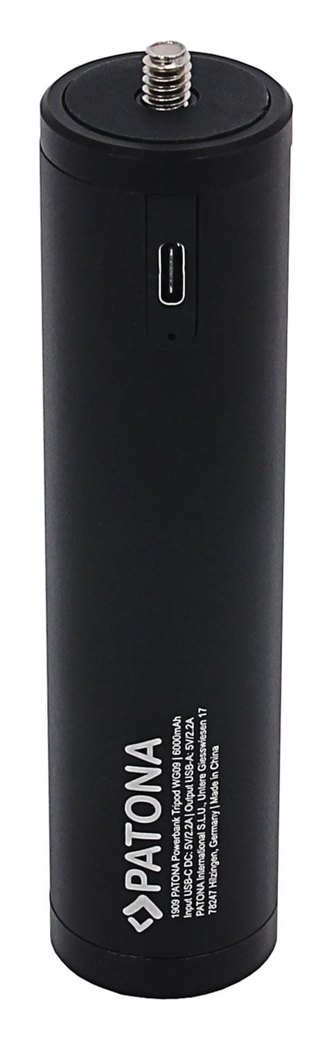 PATONA 6000mAh Power Bank Handgriff für Stativ und Selfiestick mit 1/4 Zoll Schraube und USB Ausgang PATONA 6000mAh Power Bank Handgriff für Stativ und Selfiestick mit 1/4 Zoll Schraube und USB Ausgang