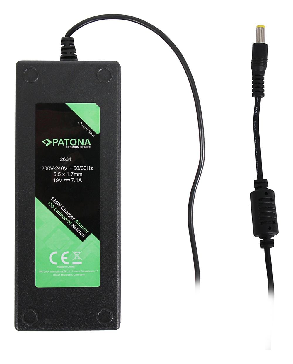 PATONA Premium 135W 19V 7,1A Notebook-Netzteil 5,5 mm x 1,7 mm für Notebook PATONA Premium 135W 19V 7,1A Notebook-Netzteil 5,5 mm x 1,7 mm für Notebook