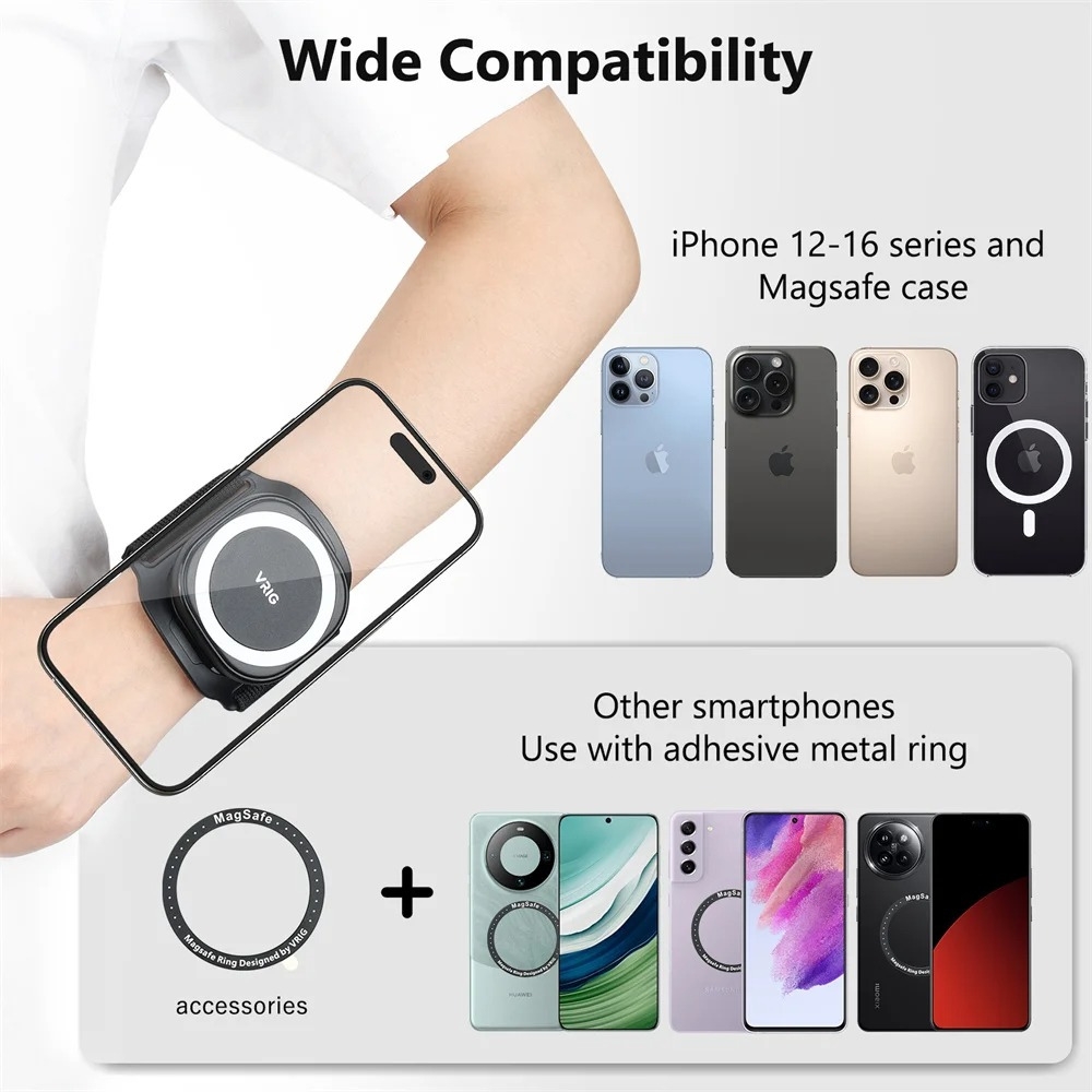 Magnetischer MagSafe Telefonständer Griffhalter 360° drehbar, kompatibel mit iPhone 16/15/14/13 & Android – Perfekt für Gym, Auto & Handgelenk