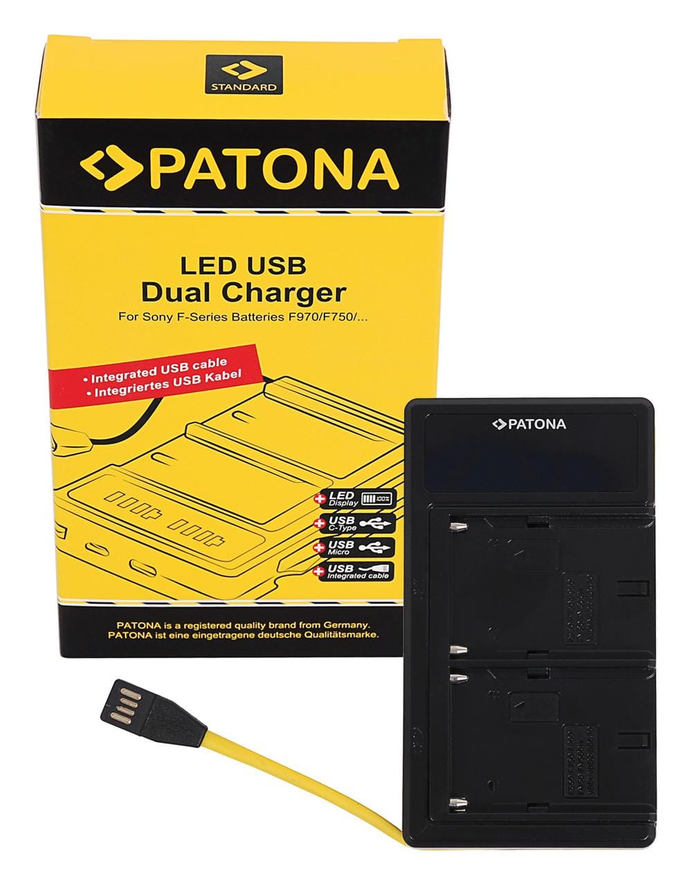 PATONA Dual LED USB Ladegerät für Sony NP-FM50 NP-F550 NP-F750 NP-F970