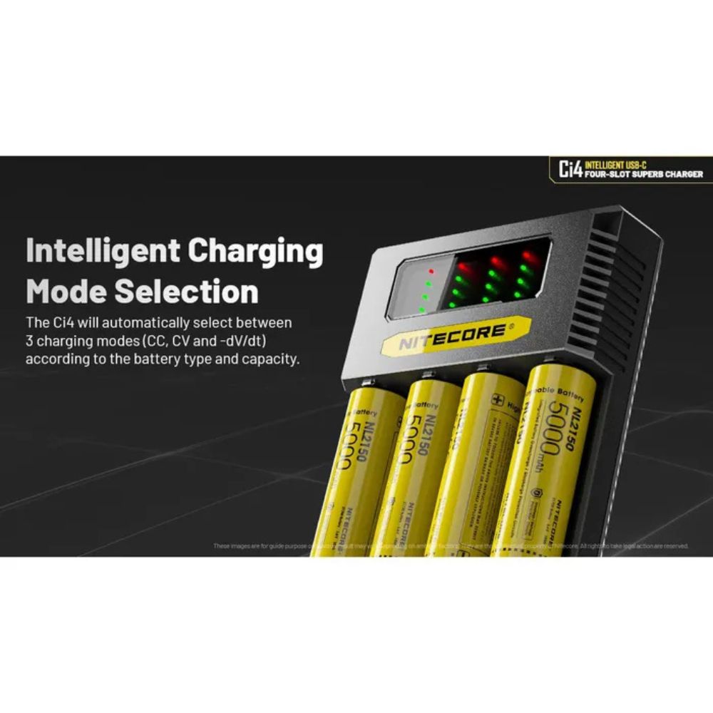 Nitecore Ci4 Intelligentes Ladegerät für Li-Ion Akkus 4 Steckplätze USB C Nitecore Ci4 Intelligentes Ladegerät für Li-Ion Akkus 4 Steckplätze USB C