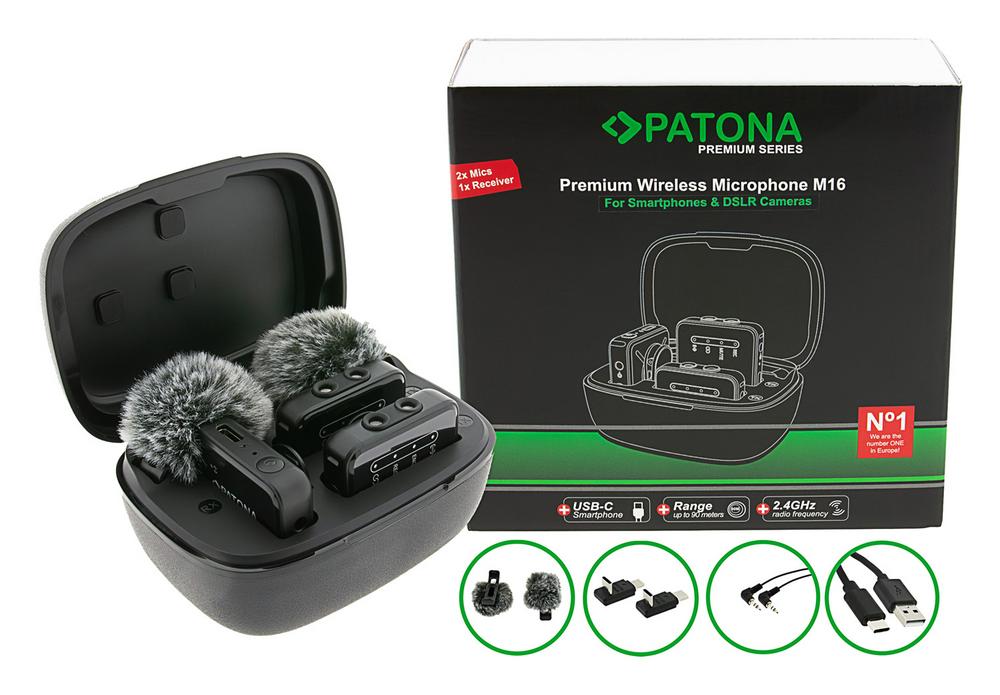PATONA Premium Wireless Mikrofonset M16 mit 2 Sendern und 1 Empfänger PATONA Premium Wireless Mikrofonset M16 mit 2 Sendern und 1 Empfänger