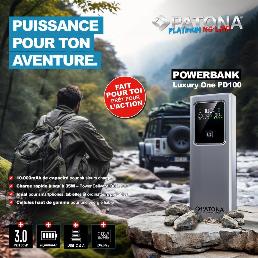 PATONA Platinum Powerbank Luxury One PD100W 20.000 mAh 2 USB-C PD3.0 1 USB-A PATONA Platinum Powerbank Luxury One PD100W 20.000 mAh 2 USB-C PD3.0 1 USB-A