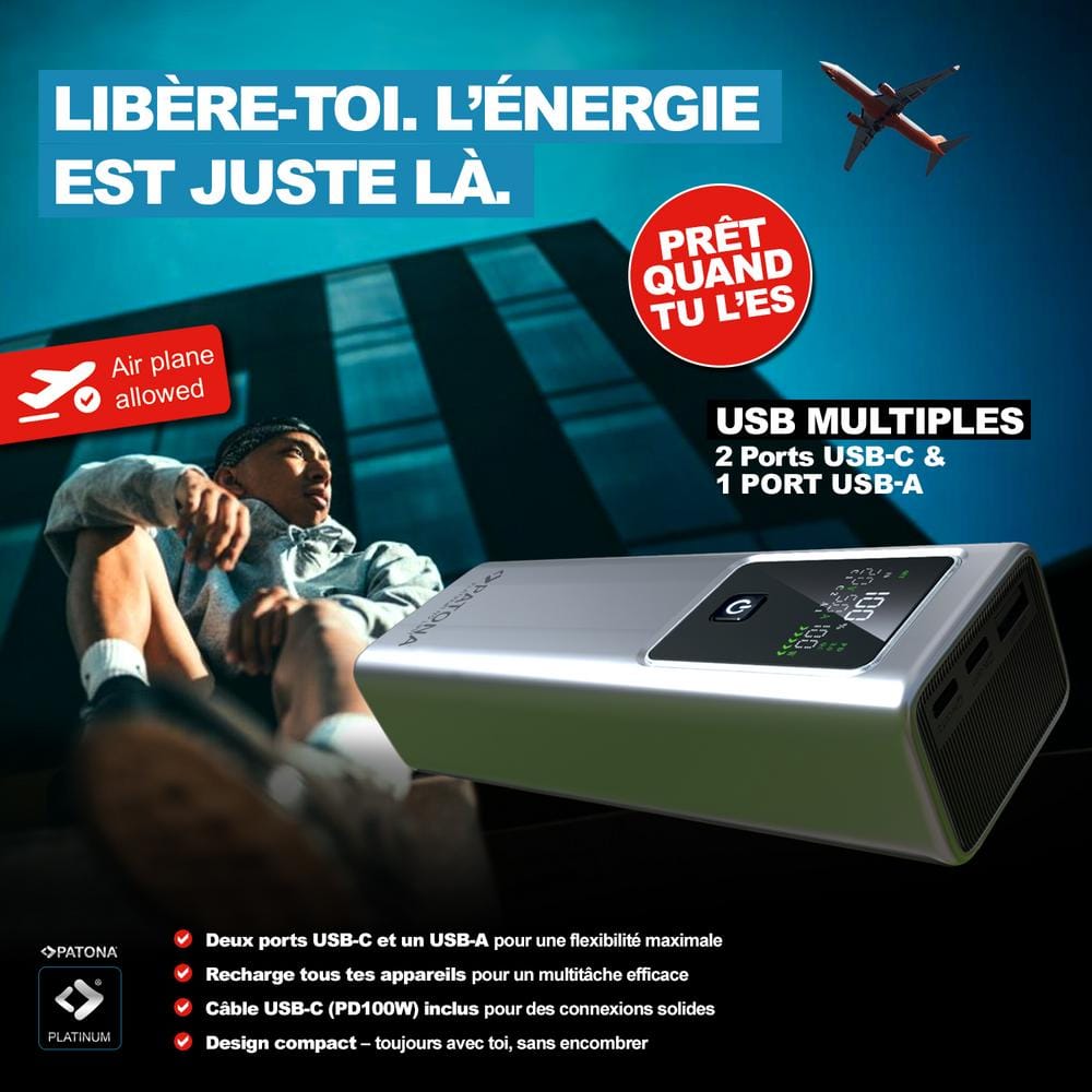 PATONA Platinum Powerbank Luxury One PD100W 20.000 mAh 2 USB-C PD3.0 1 USB-A PATONA Platinum Powerbank Luxury One PD100W 20.000 mAh 2 USB-C PD3.0 1 USB-A