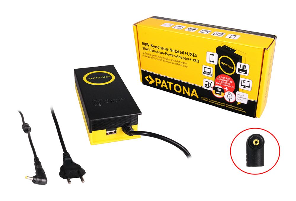 PATONA 90W Synchron Netzteil 4x1.7x12mm 19,5V inkl. USB Ausgang 2,1A für HP Mini 1100CM-KS167UT 1100