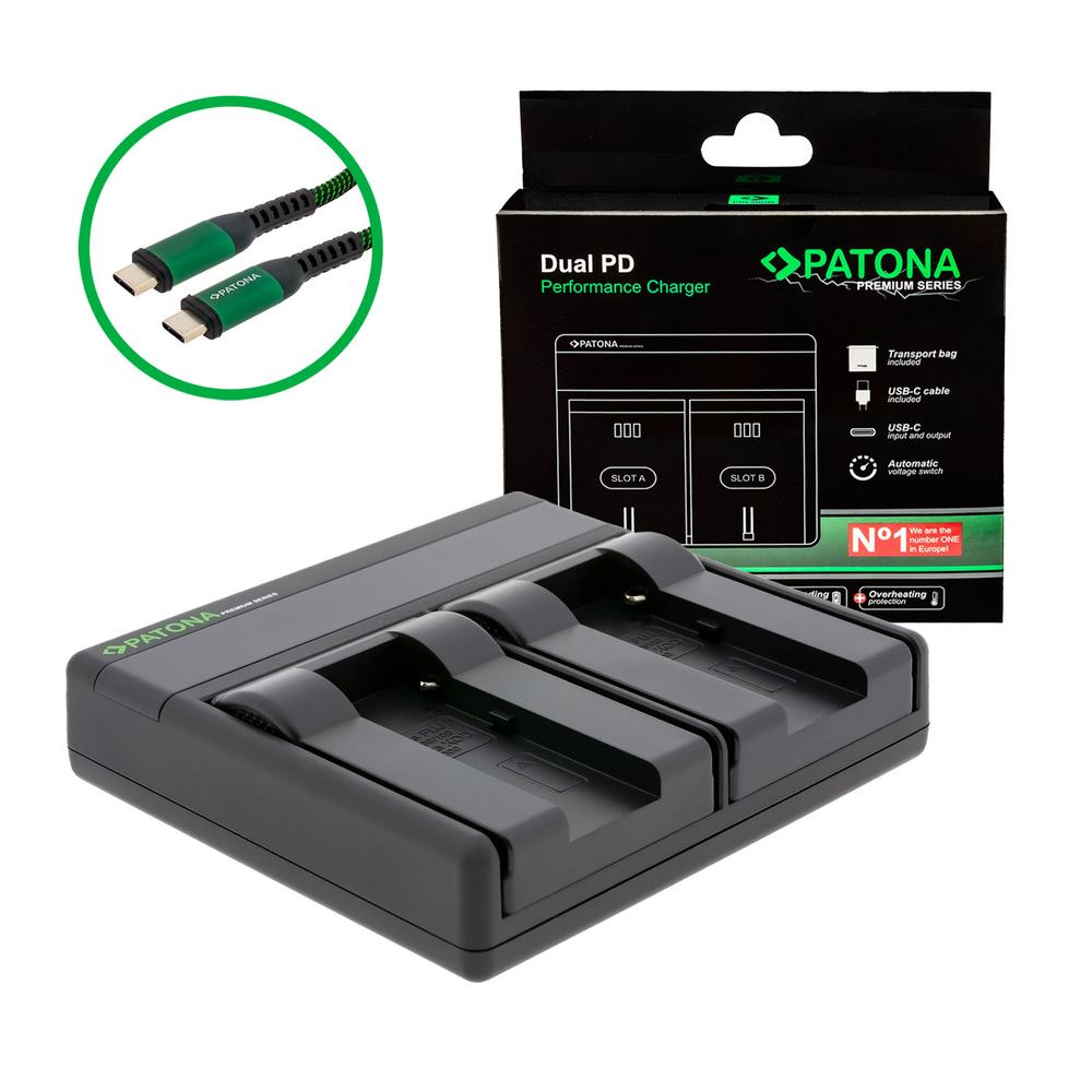 PATONA Premium Dual PD Performance Ladegerät für Fuji NP-80 inkl. USB-C Input/Output