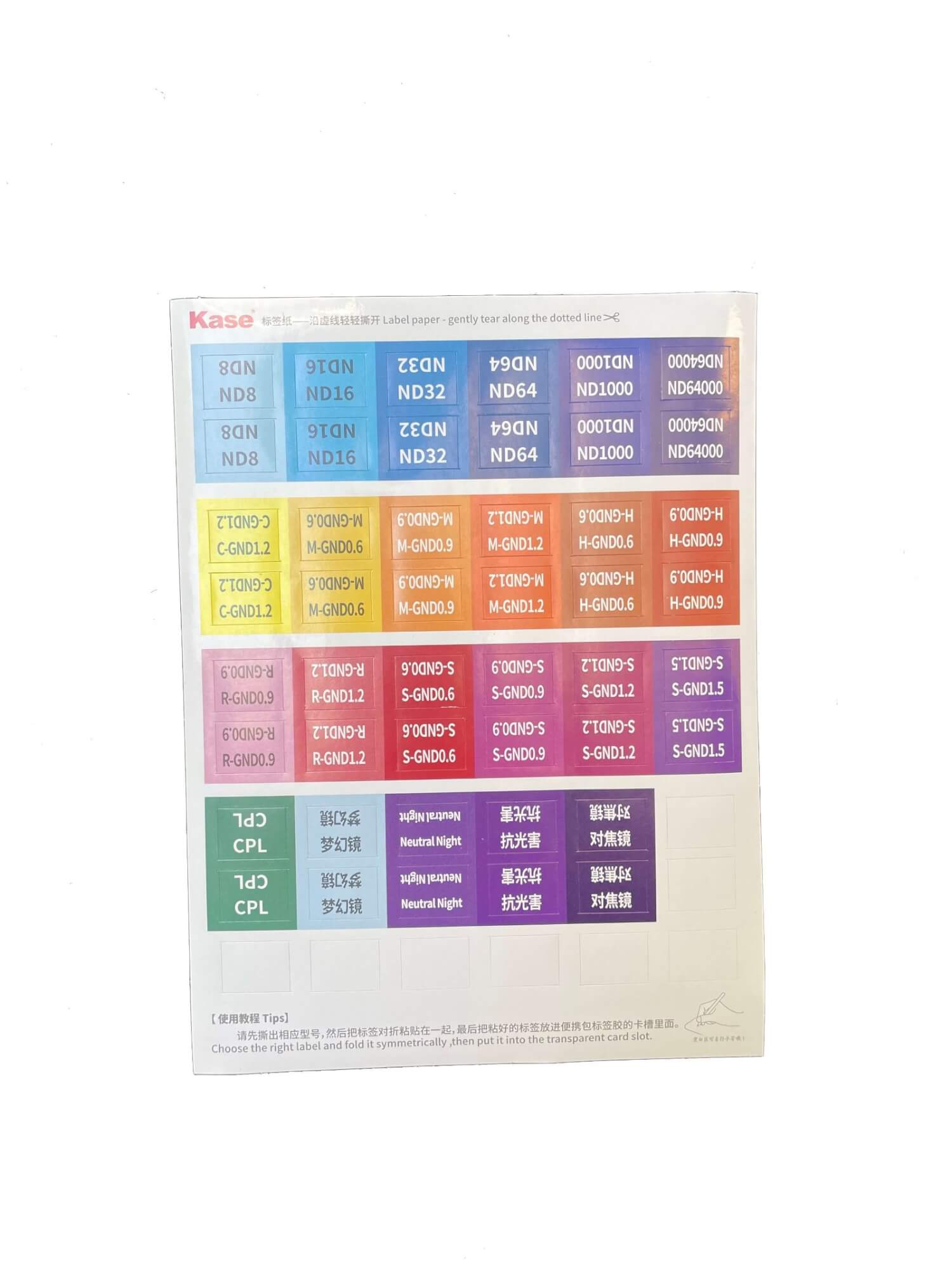 K100 Beschriftungsbogen für Filtertasche Aufkleber Sticker für Filtertasche