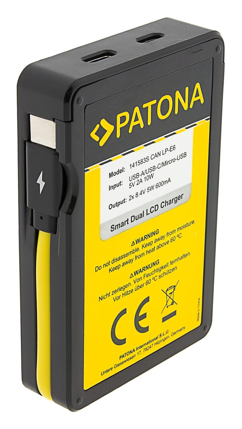 PATONA Smart Dual LCD USB Ladegerät für Canon LP-E6 EOS 5D 60D 60Da 6D 7D EOS70D EOS-70D PATONA Smart Dual LCD USB Ladegerät für Canon LP-E6 EOS 5D 60D 60Da 6D 7D EOS70D EOS-70D