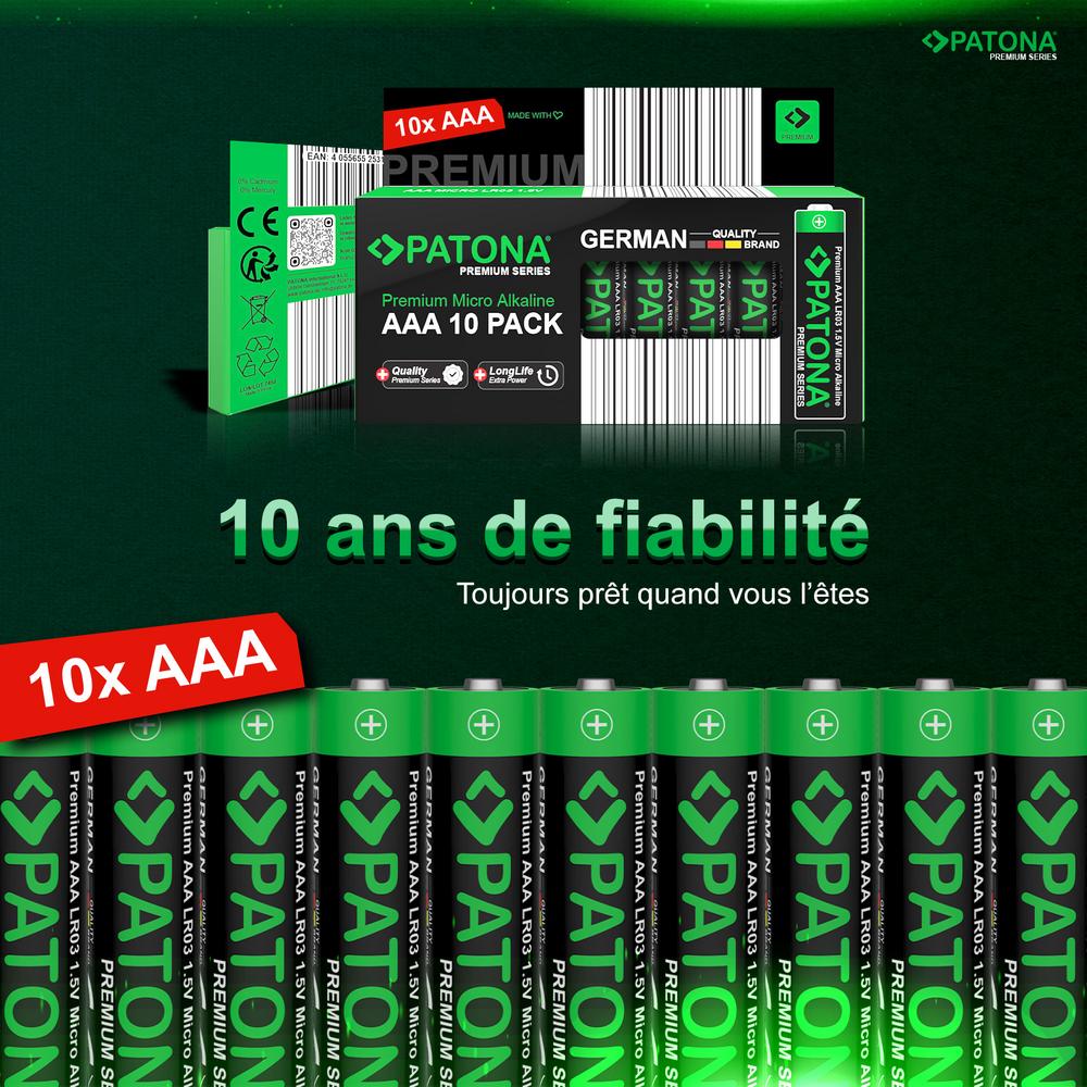 PATONA Premium Alkaline AAA Micro LR03 Batterien 10 Stück für Fernbedienungen, Taschenlampen, Uhren und weitere Geräte PATONA Premium Alkaline AAA Micro LR03 Batterien 10 Stück für Fernbedienungen, Taschenlampen, Uhren und weitere Geräte