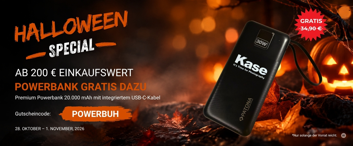 Kase Halloween Special: Gratis Powerbank mit 20.000 mAh ab 200 € Einkaufswert mit dem Gutscheincode POWERBUH, 28. Oktober – 1. November
