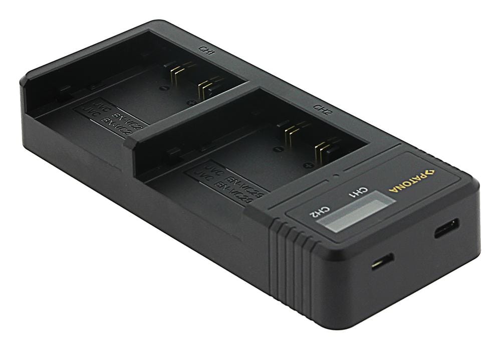 PATONA Dual LCD USB Ladegerät für JVC BN-VC296G BN-VC298G GY-HC500 HY-HC550 inkl. USB-C Kabel PATONA Dual LCD USB Ladegerät für JVC BN-VC296G BN-VC298G GY-HC500 HY-HC550 inkl. USB-C Kabel