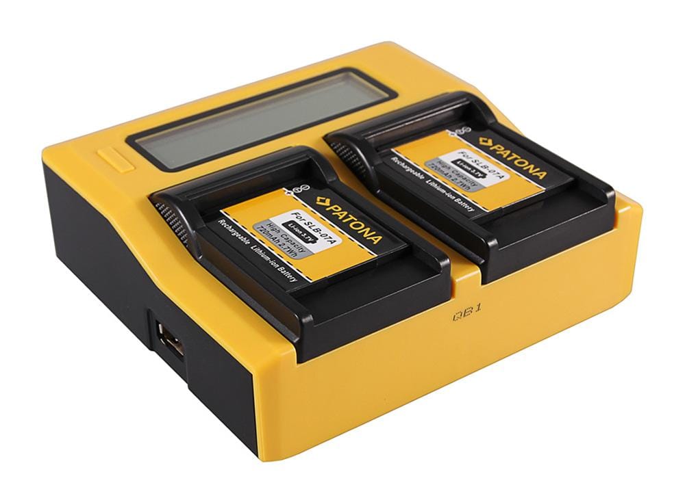 PATONA Dual LCD USB Ladegerät für Samsung SLB-07A TL TL100 TL210 TL220 TL225 TL90 PL150