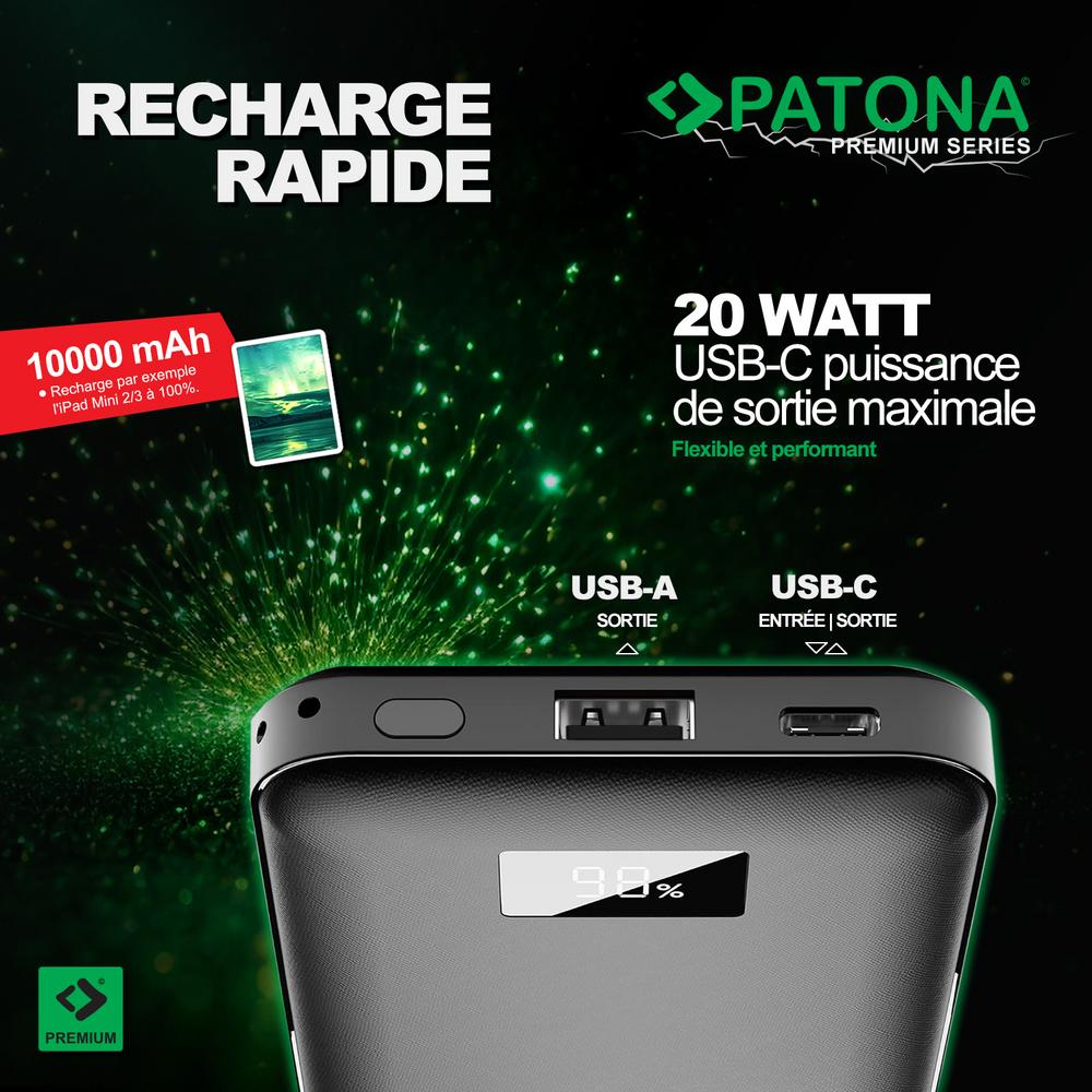 PATONA Premium Powerbank Stark 3.0 PD20W 10.000 mAh für Smartphones, Digitalkameras, Headsets und mehr PATONA Premium Powerbank Stark 3.0 PD20W 10.000 mAh für Smartphones, Digitalkameras, Headsets und mehr