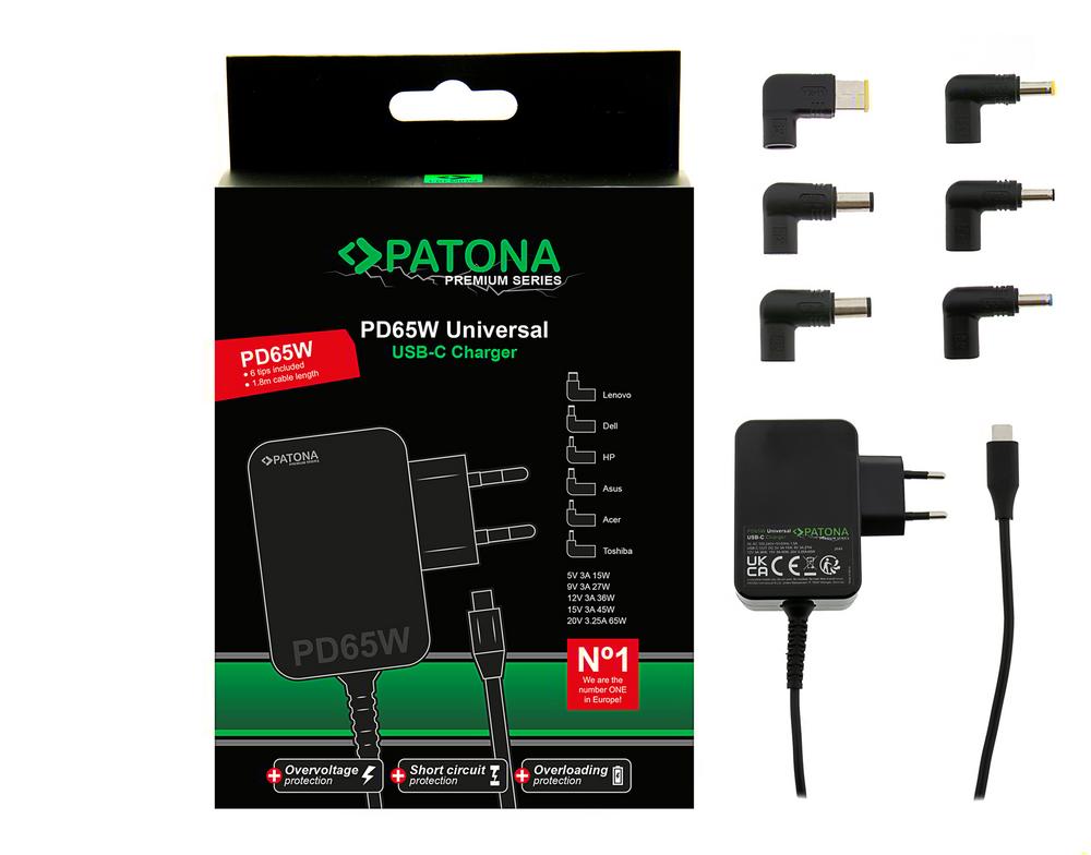 PATONA Premium PD65W Netzteil 5V 3A 9V 3A 12V 3A 15V 3A 20V 3,25A USB-C für Asus Lenovo Dell etc. PATONA Premium PD65W Netzteil 5V 3A 9V 3A 12V 3A 15V 3A 20V 3,25A USB-C für Asus Lenovo Dell etc.