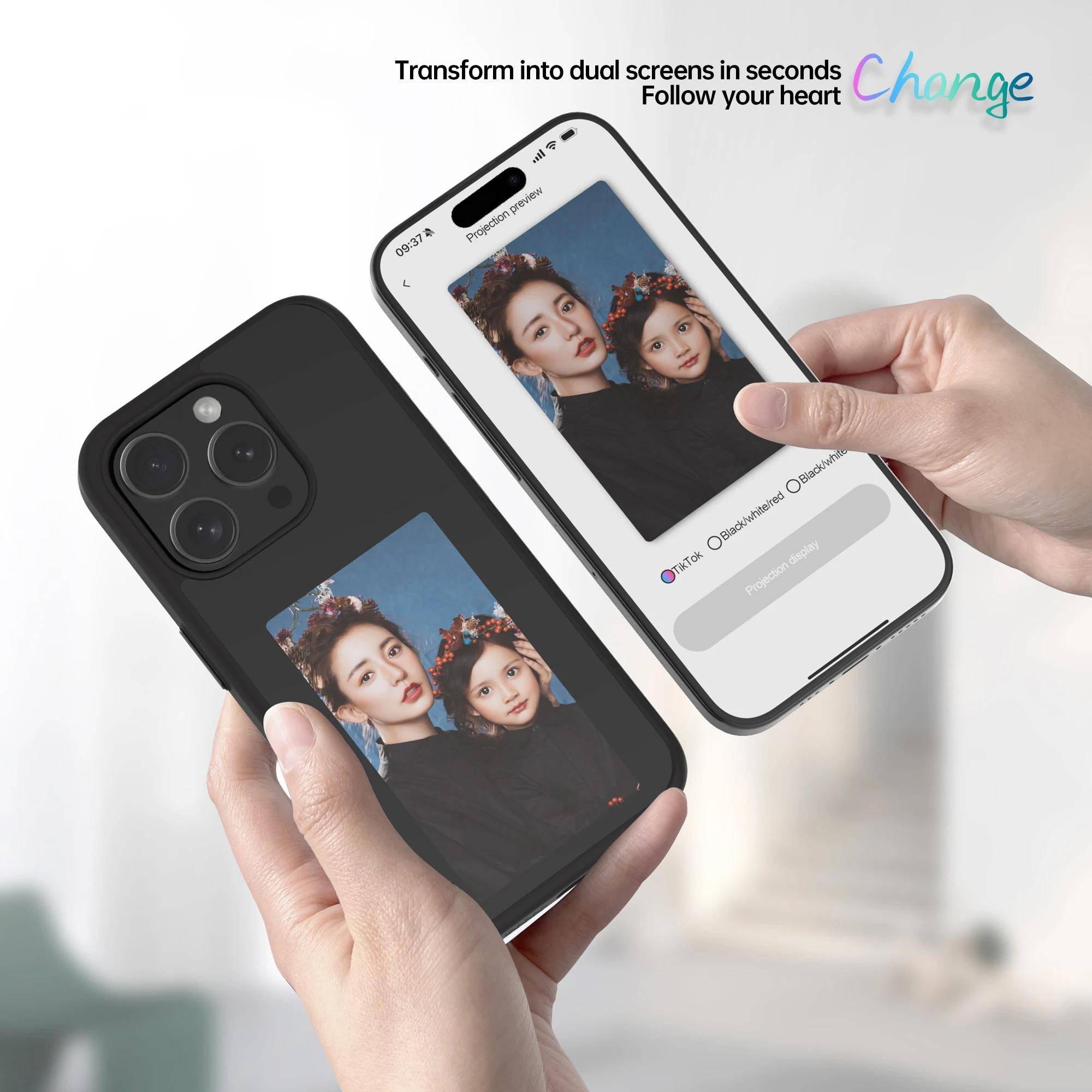 Innovative iPhone Schutzhülle mit NFC-basiertem Display für Bildanzeige