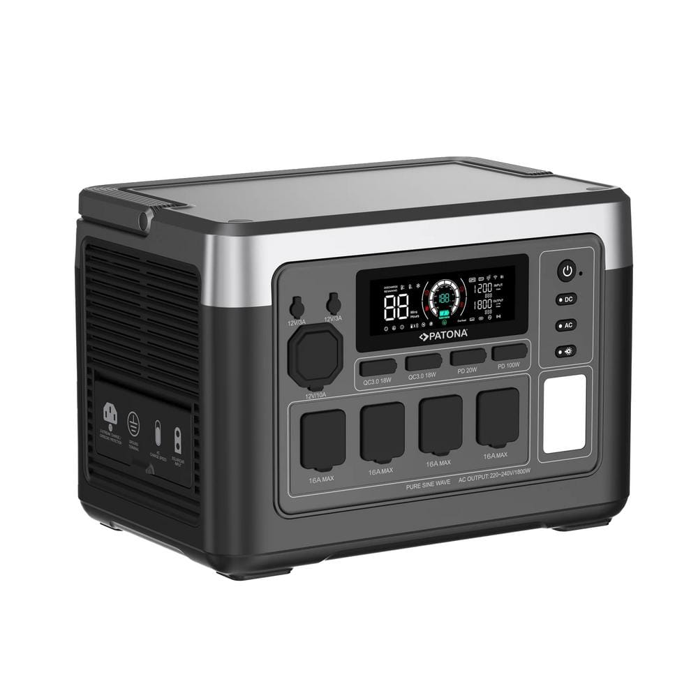 PATONA Platinum Powerstation Autarc 1800 4x AC 1800W 1024Wh USB‑C 1 × PD 100W 1 × PD 20W USB‑A 2 × 18W PATONA Platinum Powerstation Autarc 1800 4x AC 1800W 1024Wh USB‑C 1 × PD 100W 1 × PD 20W USB‑A 2 × 18W