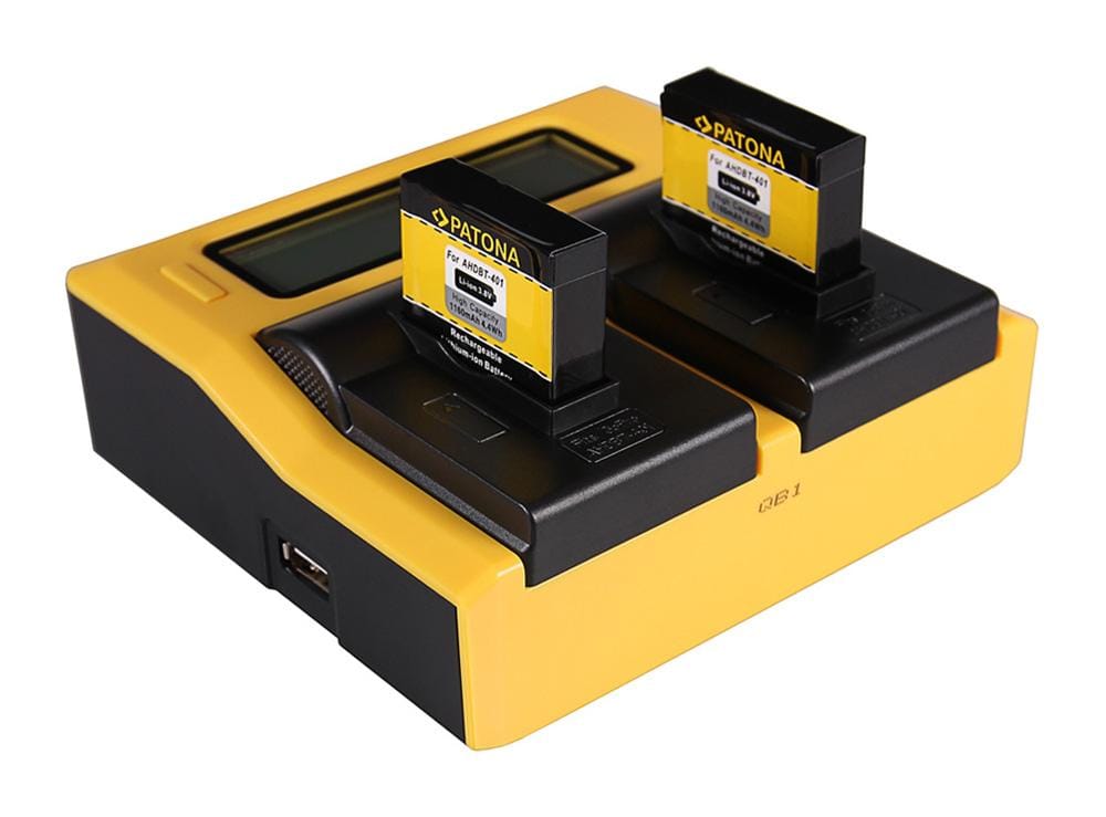 PATONA Dual LCD USB Ladegerät für GoPro AHDBT-401 Hero4 Black Edition und Hero5 Black