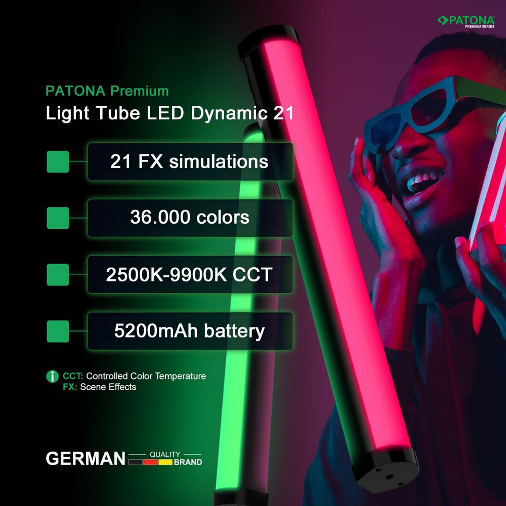 PATONA Premium LED RGB Tube Foto- und Videolicht 10W mit 21 voreingestellten Effekten