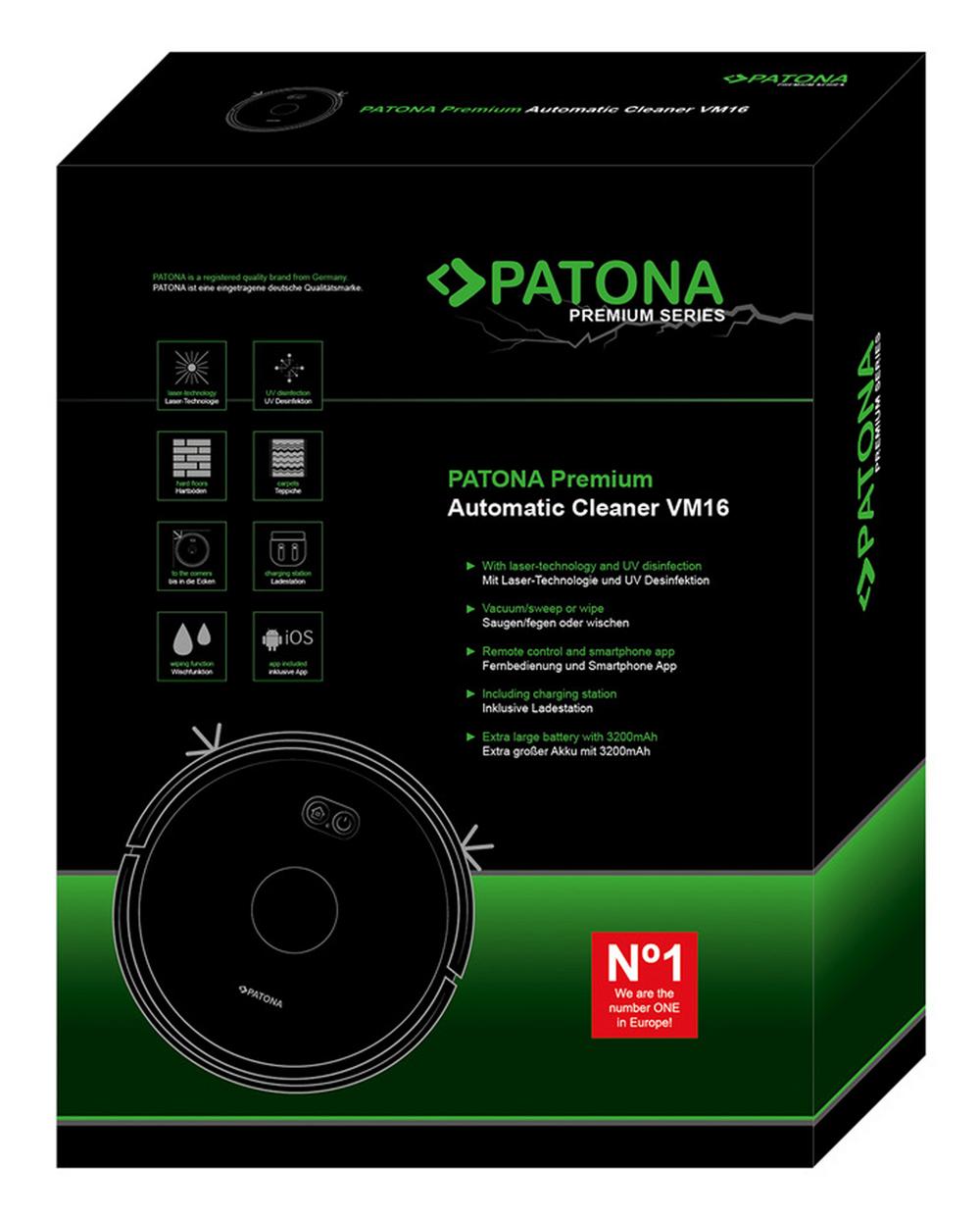 PATONA Automatic Laser Cleaner VM16 Saugroboter mit Wischfunktion und UV Desinfektion PATONA Automatic Laser Cleaner VM16 Saugroboter mit Wischfunktion und UV Desinfektion