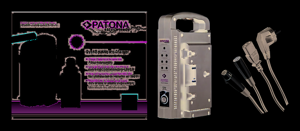 PATONA Premium Dual Gold Mount Ladegerät für Panasonic AN-190W BL‑BP150 BP‑150S inkl. 4‑Pin XLR‑Kabel