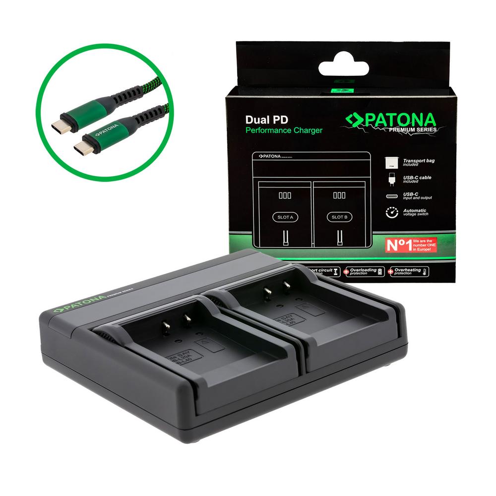 PATONA Premium Dual PD Performance Ladegerät für Sanyo DB‑L40A inkl. USB‑C Input Output