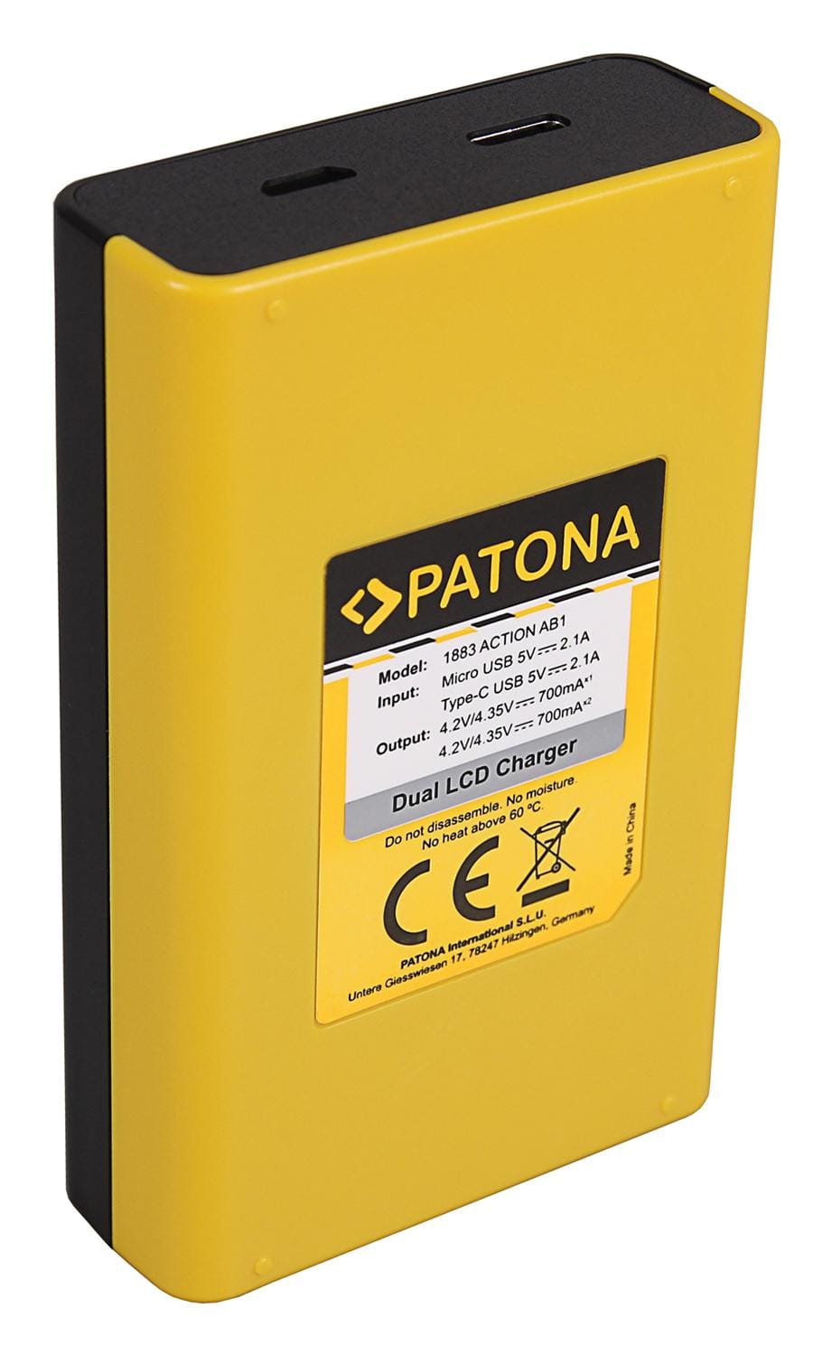 PATONA Dual LCD USB Ladegerät für DJI Osmo Action Kamera AB1 P01 PATONA Dual LCD USB Ladegerät für DJI Osmo Action Kamera AB1 P01