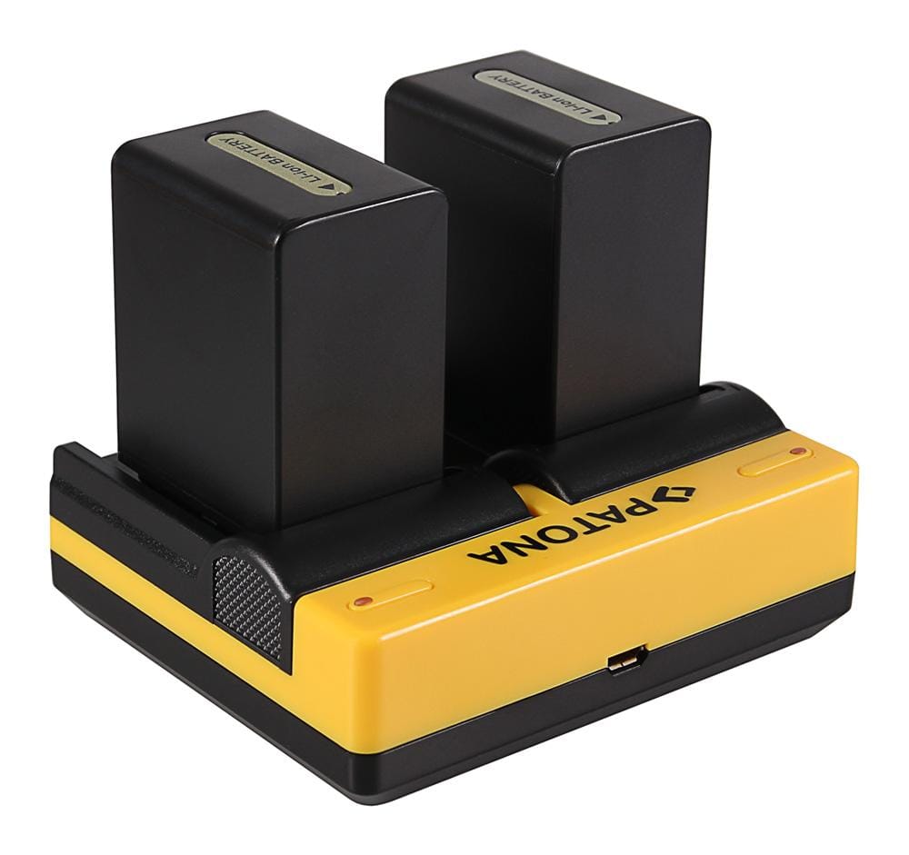 PATONA Dual Ladegerät für Sony NP-FP50 Alpha A230 A290 A330 A380 A390 CX E inkl. Micro‑USB Kabel