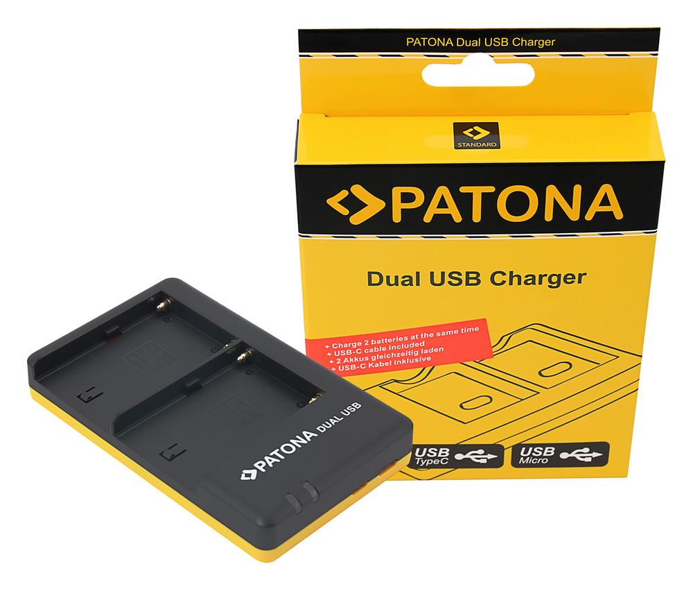 PATONA Dual Schnell-Ladegerät für Sony NP-FM500H FM500H inkl. USB-C Kabel