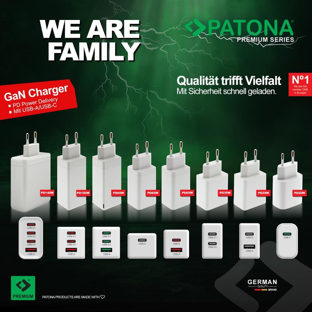PATONA Premium GaN PD140W Adapter in Weiß mit 3 USB‑C Anschlüssen und 1 USB‑A Anschluss PD3.0 QC3.0 PATONA Premium GaN PD140W Adapter in Weiß mit 3 USB‑C Anschlüssen und 1 USB‑A Anschluss PD3.0 QC3.0