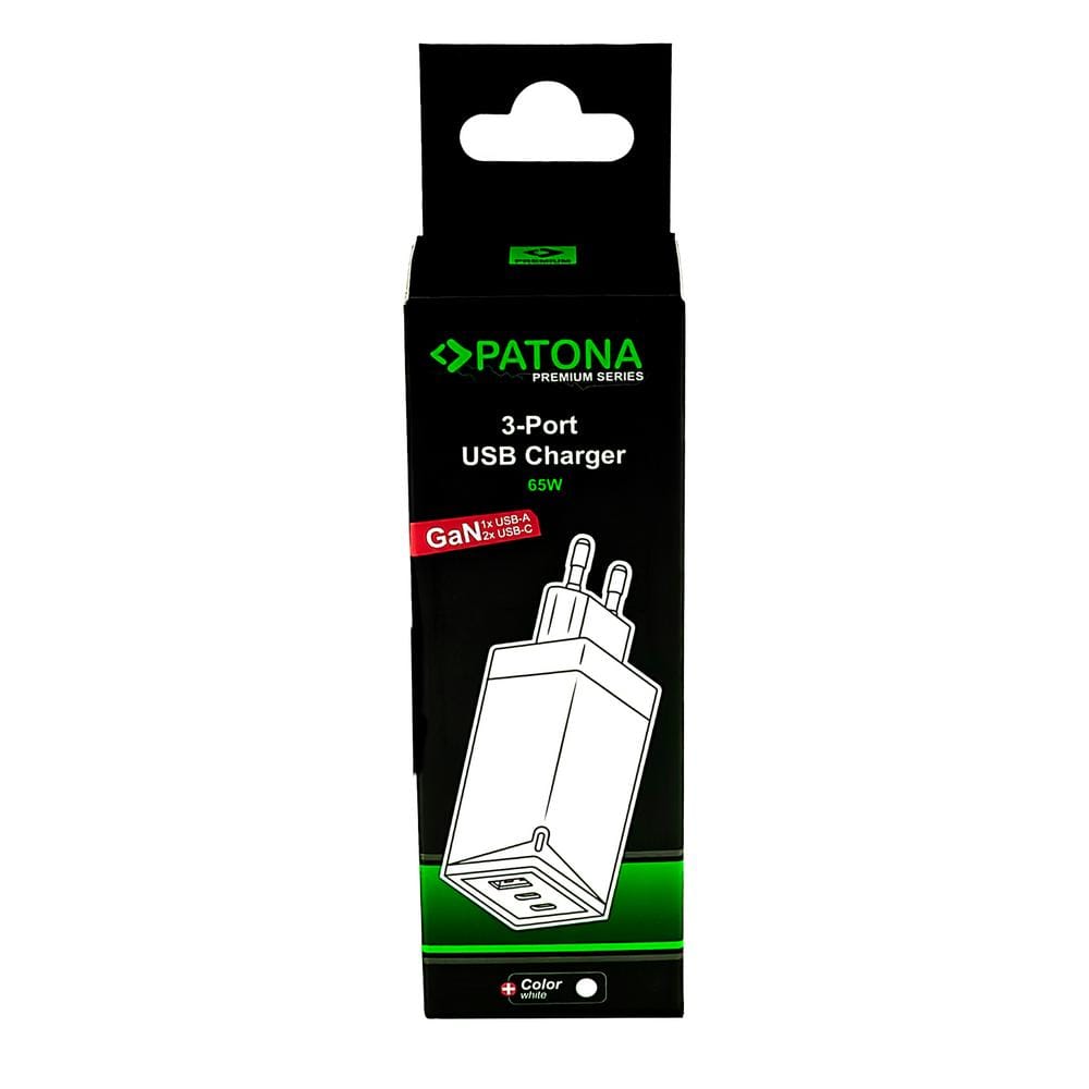 PATONA Premium GaN PD65W Adapter weiß 2 x USB-C 1 x USB-A PD3.0 QC3.0 PATONA Premium GaN PD65W Adapter weiß 2 x USB-C 1 x USB-A PD3.0 QC3.0
