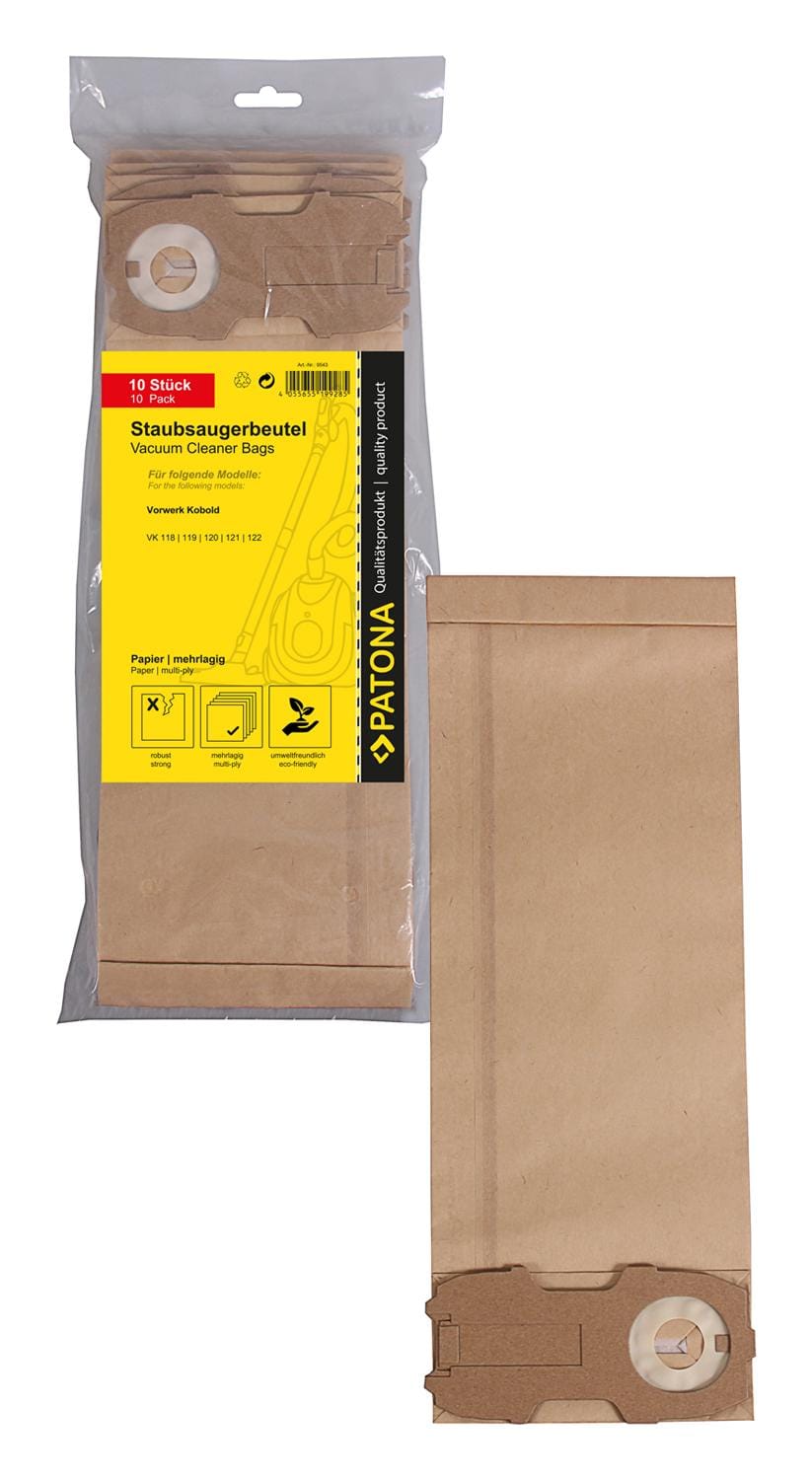 PATONA 10 Staubsaugerbeutel mehrlagig Papier für Vorwerk Kobold VK118 VK119 VK120 VK121 VK122 PATONA 10 Staubsaugerbeutel mehrlagig Papier für Vorwerk Kobold VK118 VK119 VK120 VK121 VK122