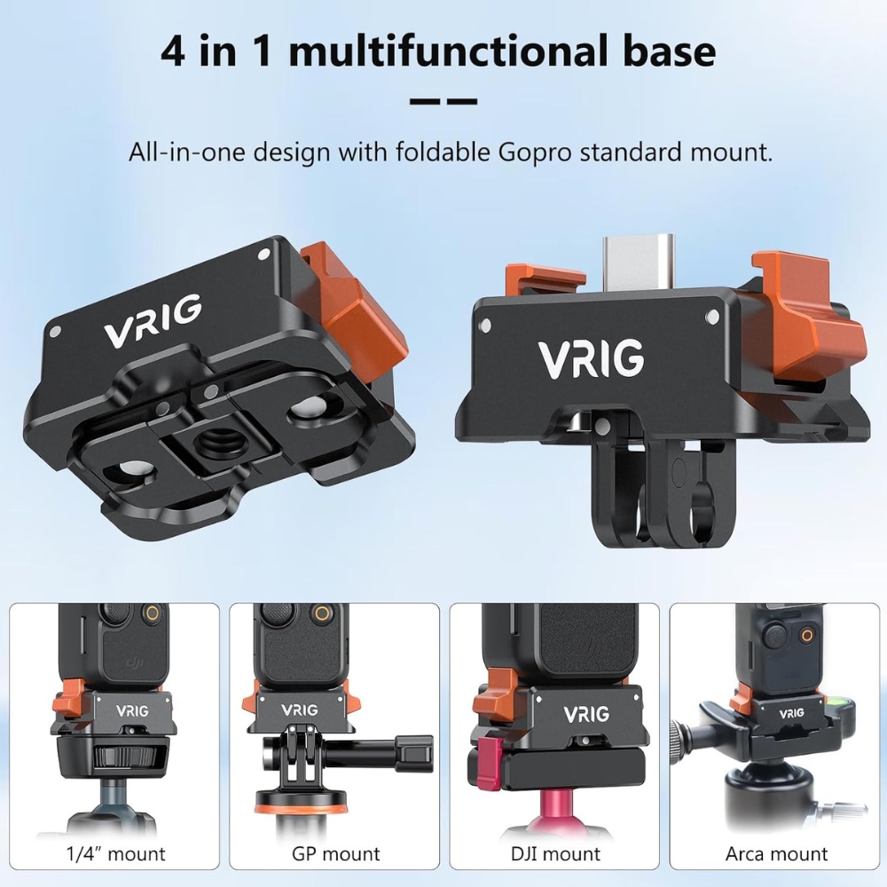 Adapter für DJI Osmo Pocket 3 - 4-in-1 Metallbasis mit Typ-C 1/4-Zoll-Gewinde
